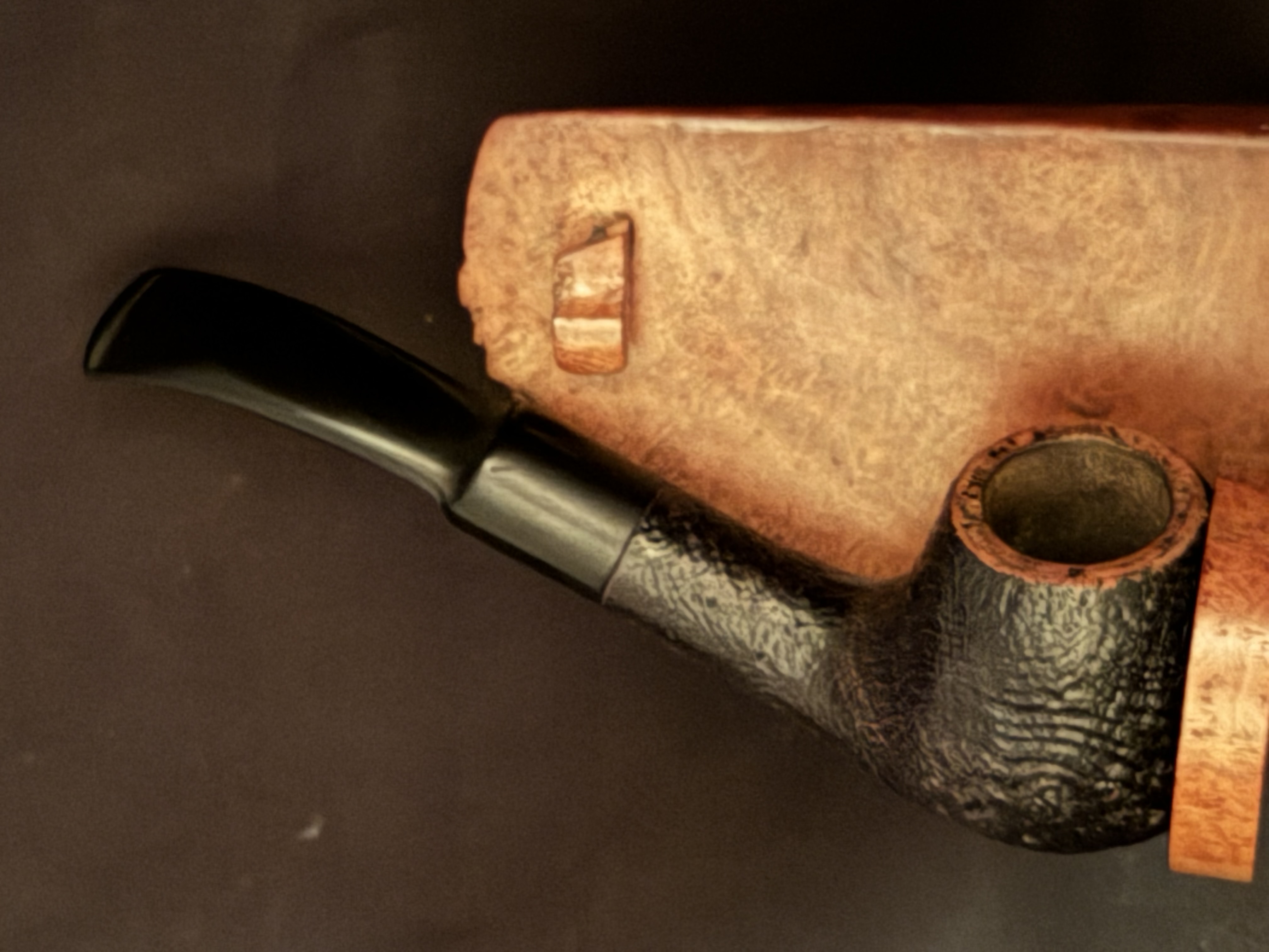 Oldenkott Nicorfy Sandblast Bent Apple Vulcanite Saddle Stem 9mm Filter Fishtail Estate Pipe 2