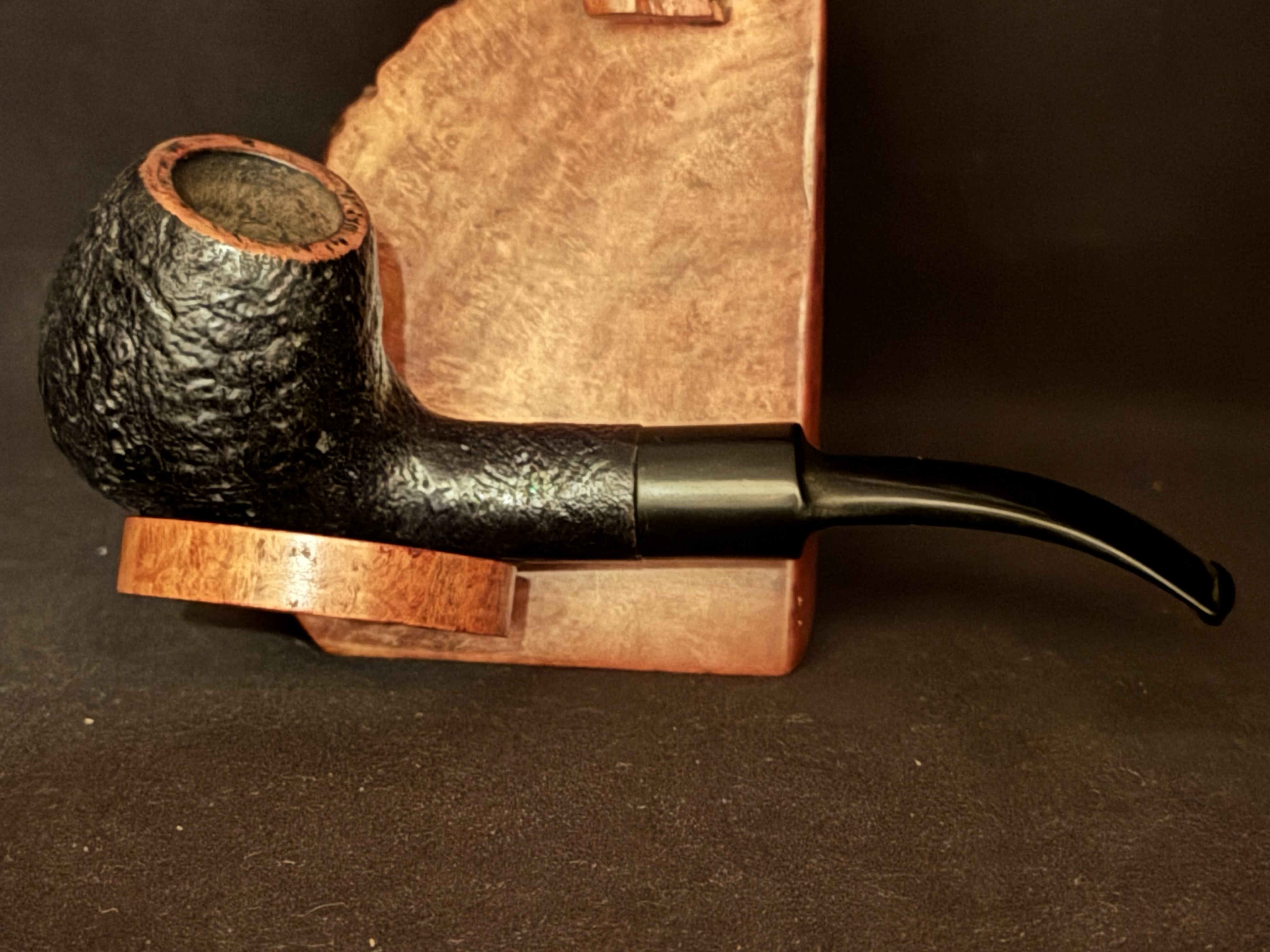 Oldenkott Nicorfy Sandblast Bent Apple Vulcanite Saddle Stem 9mm Filter Fishtail Estate Pipe 3