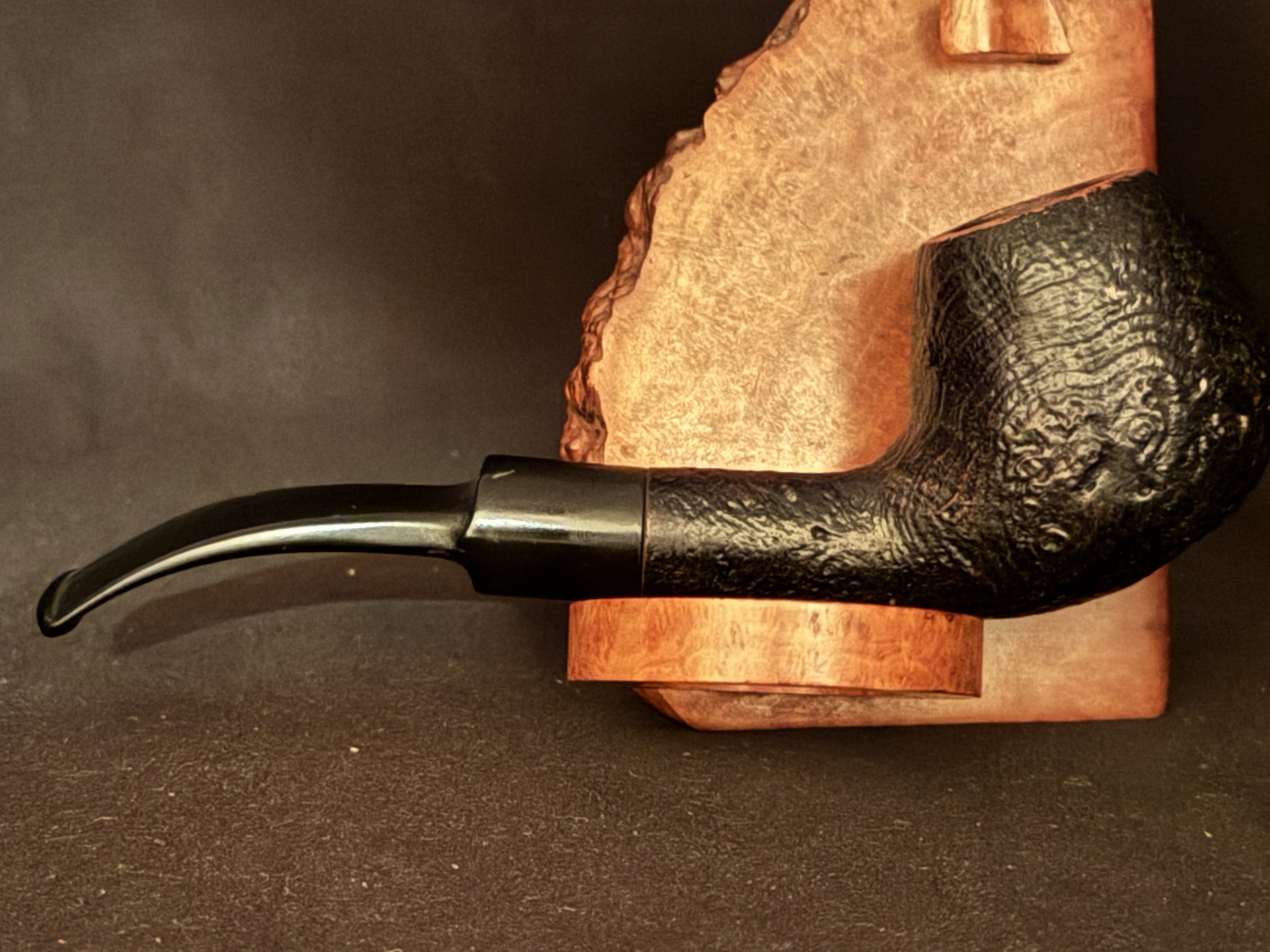 Oldenkott Nicorfy Sandblast Bent Apple Vulcanite Saddle Stem 9mm Filter Fishtail Estate Pipe 4