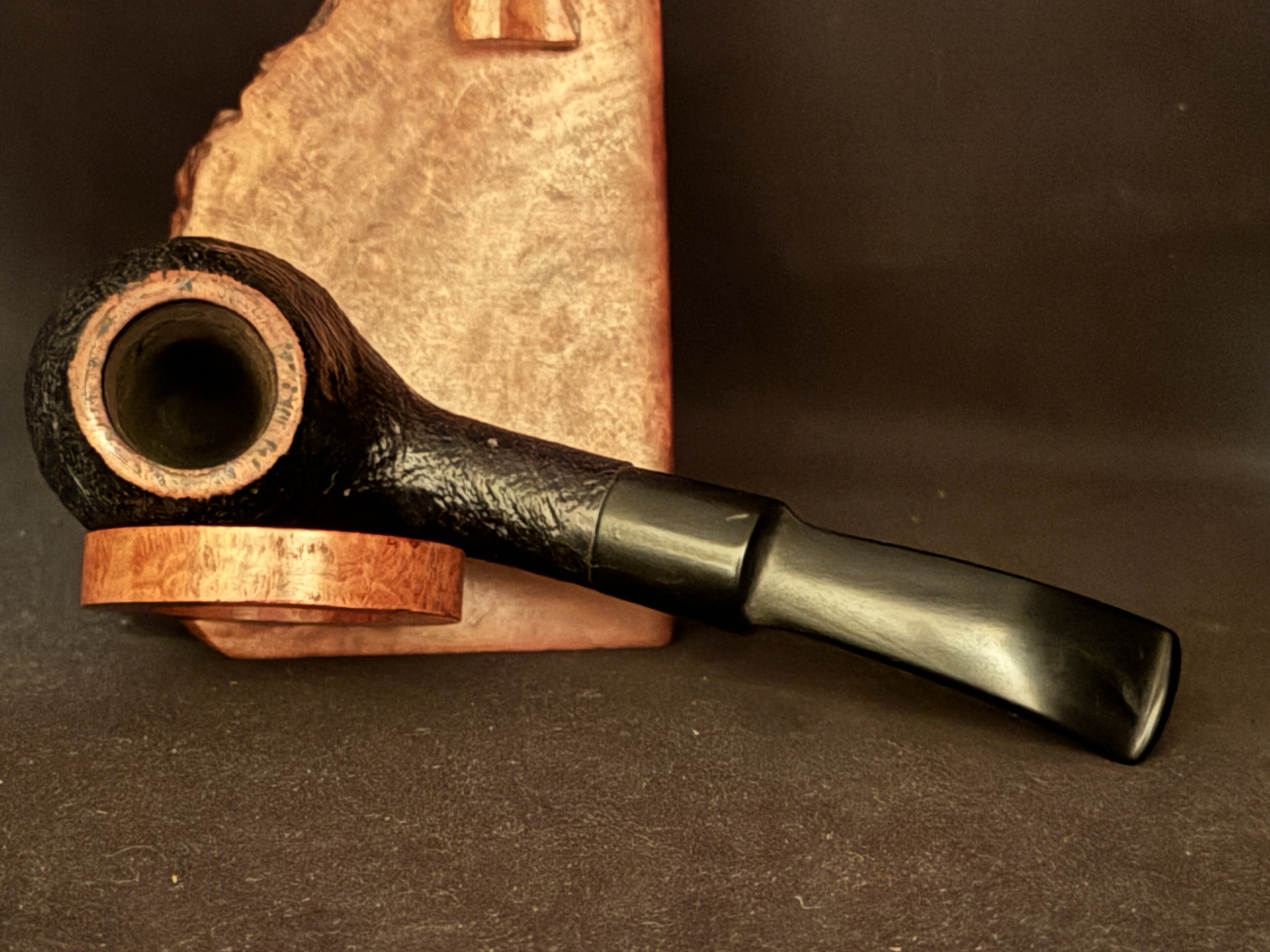 Oldenkott Nicorfy Sandblast Bent Apple Vulcanite Saddle Stem 9mm Filter Fishtail Estate Pipe 5