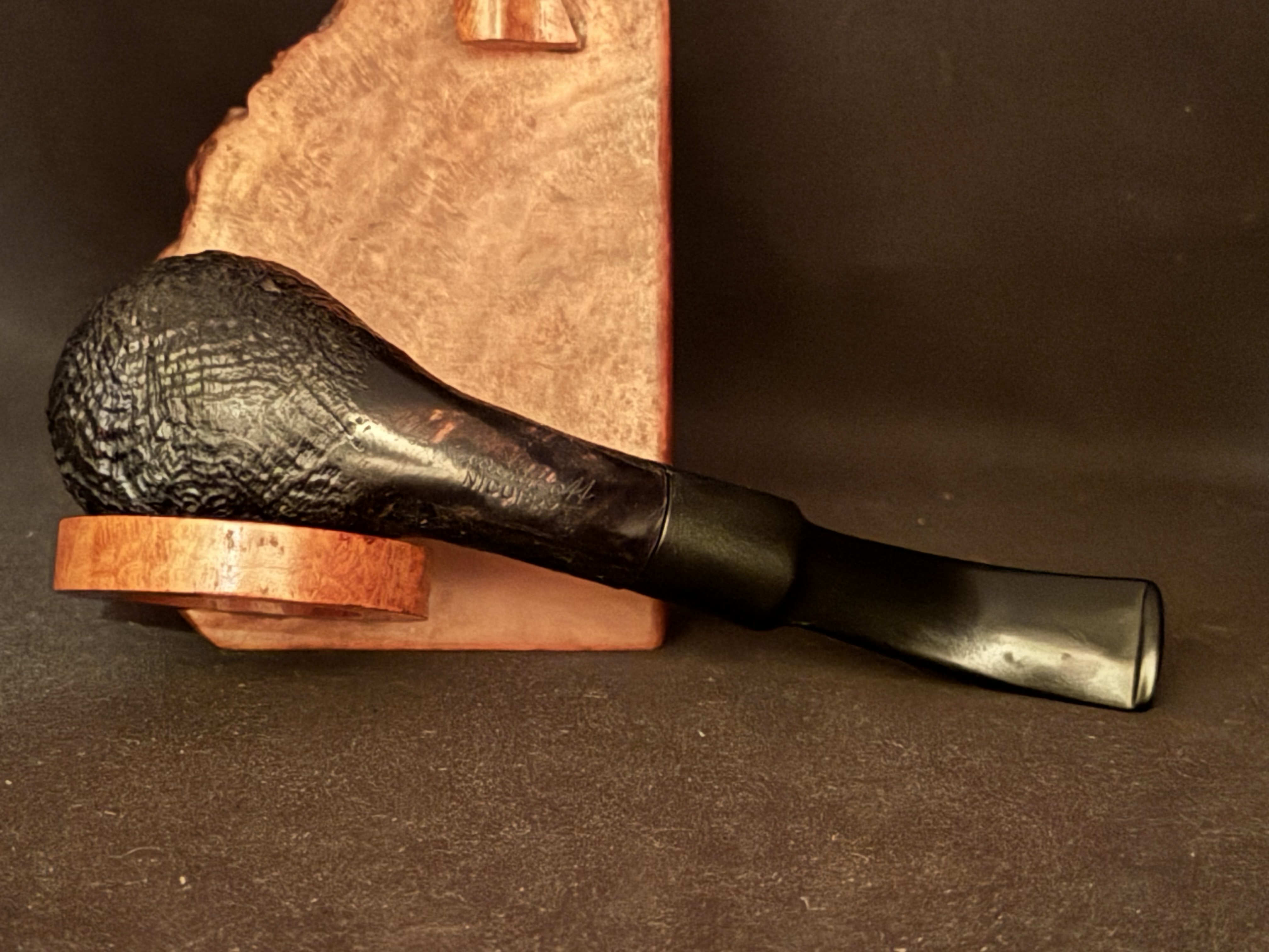 Oldenkott Nicorfy Sandblast Bent Apple Vulcanite Saddle Stem 9mm Filter Fishtail Estate Pipe 6