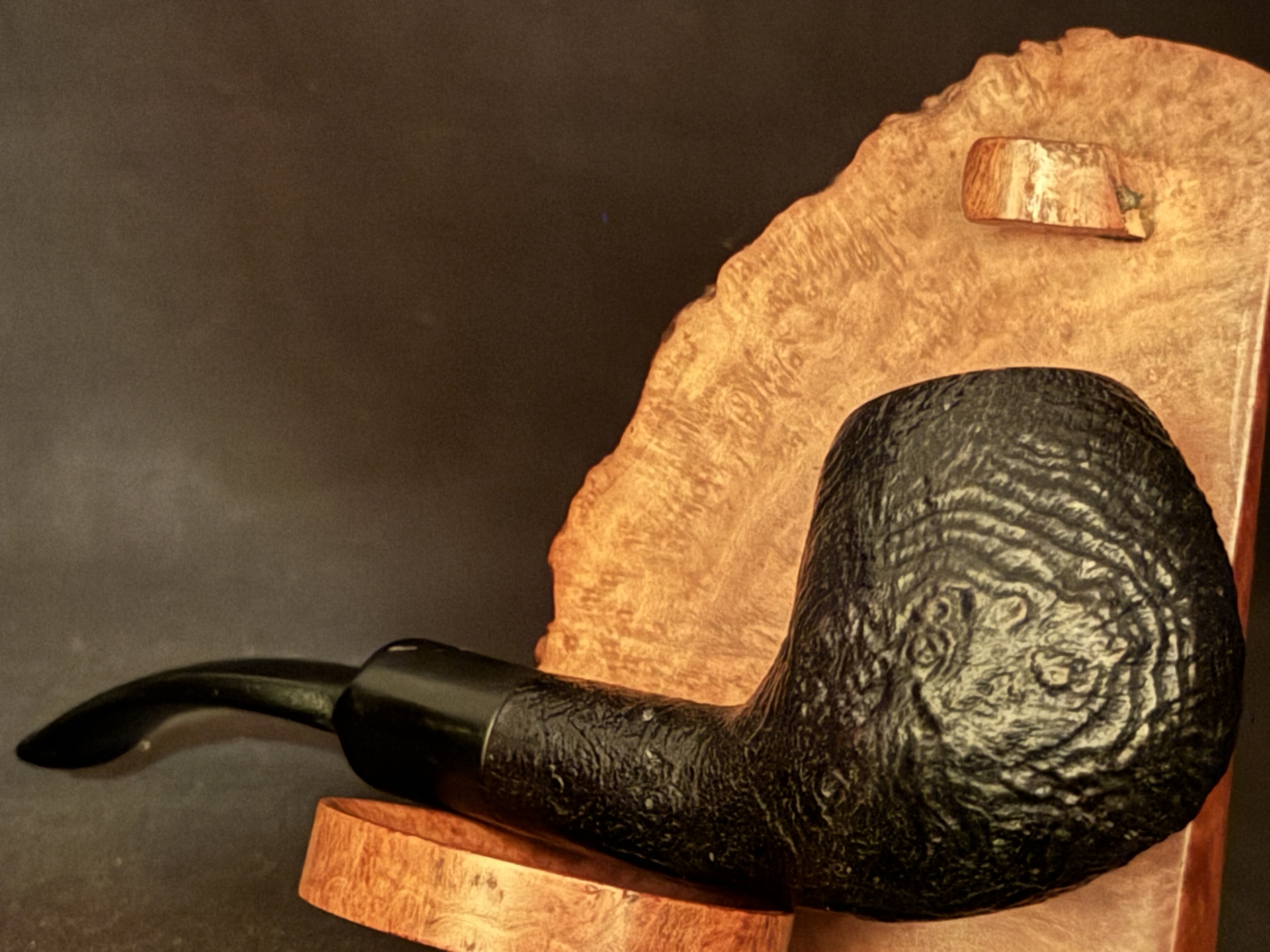 Oldenkott Nicorfy Sandblast Bent Apple Vulcanite Saddle Stem 9mm Filter Fishtail Estate Pipe 7