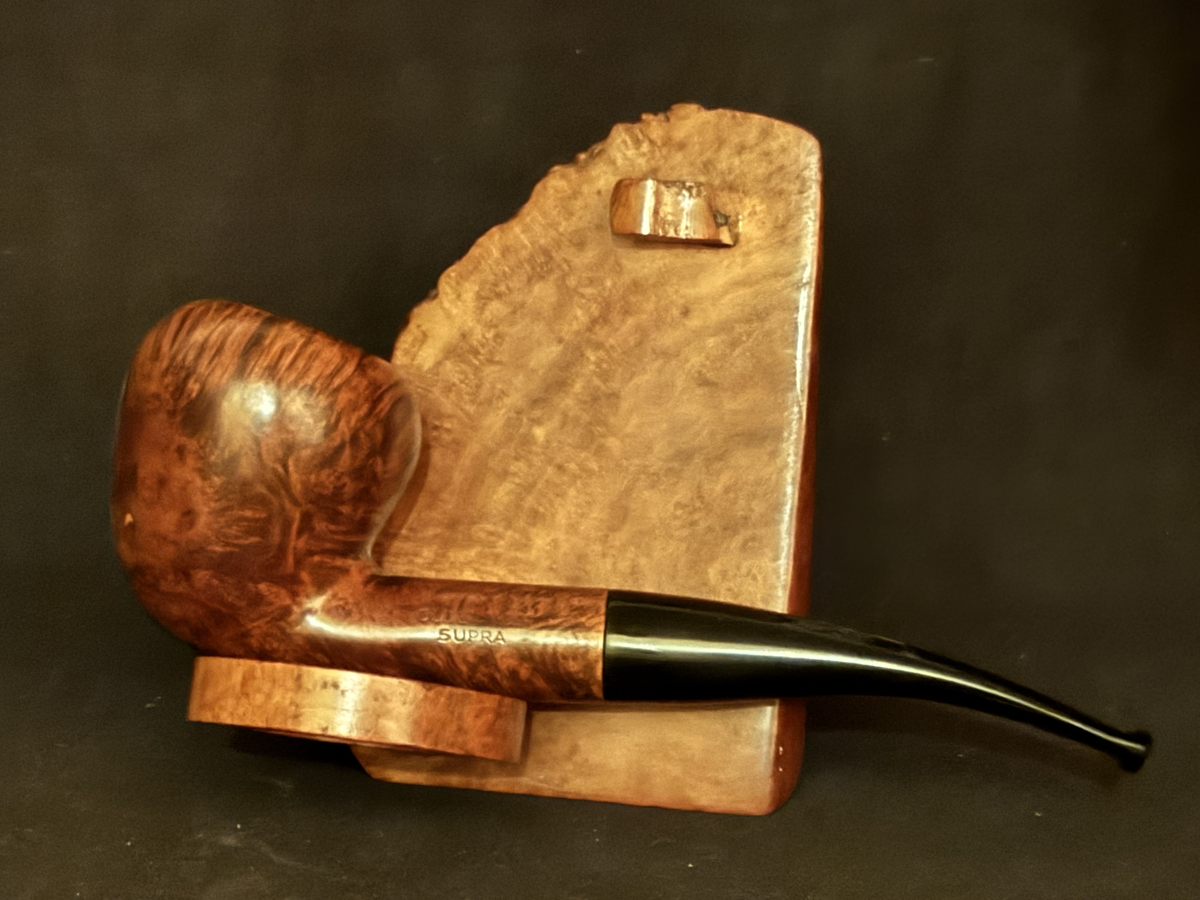 Oldenkott Supra Estate Pipe - Large Bent Briar, Smooth Finish, Vulcanite Fishtail Stem, 9mm Filter 3