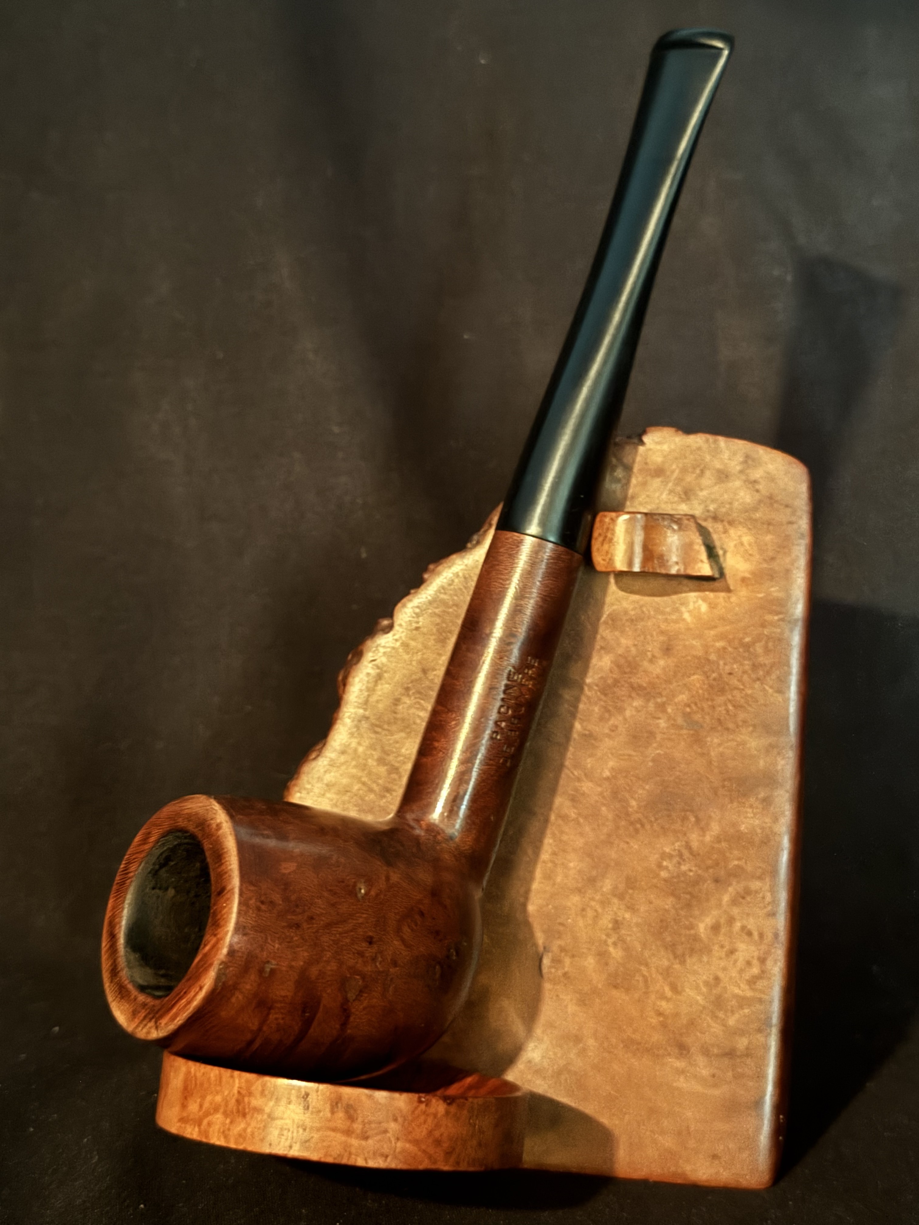 Pacine De Bruyere Smooth Straight Billiard Briar Pipe - Vulcanite Tapered Stem, Fishtail, No Filter, Estate 3