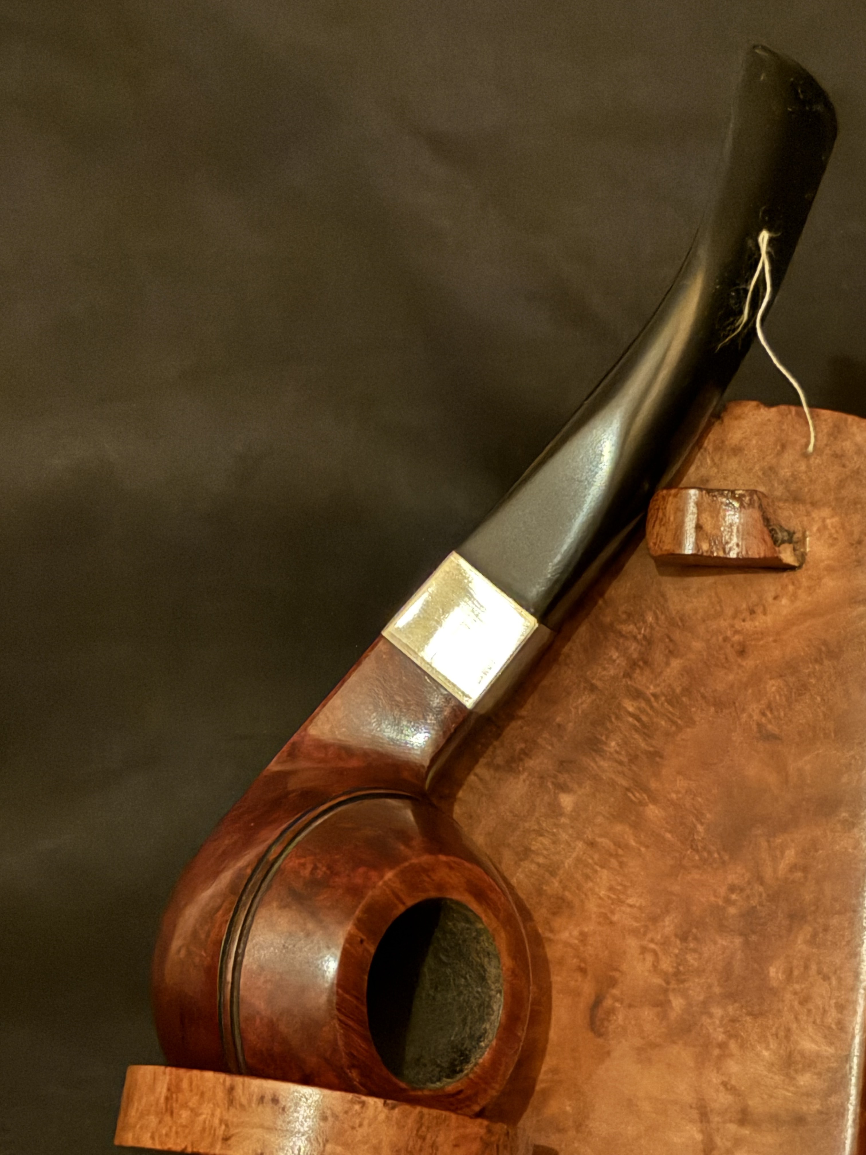 Parker 9mm 109 Smooth Bent Bulldog Pipe, Reddish Stain, Diamond Shank, Metal Band, Vulcanite Diamond Stem, Fishtail Bit 2