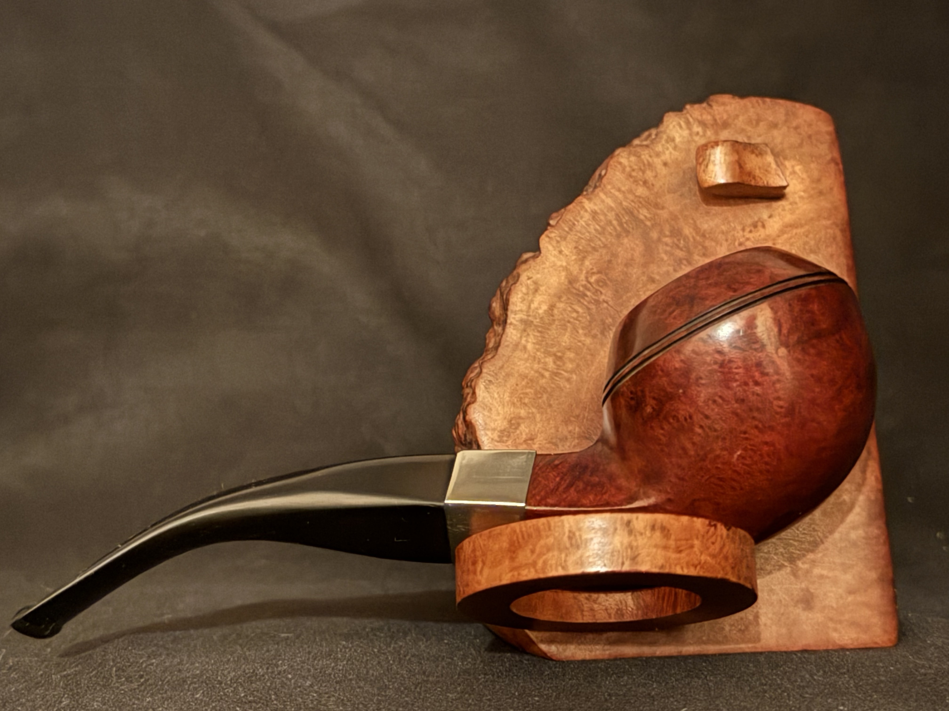 Parker 9mm 109 Smooth Bent Bulldog Pipe, Reddish Stain, Diamond Shank, Metal Band, Vulcanite Diamond Stem, Fishtail Bit 4