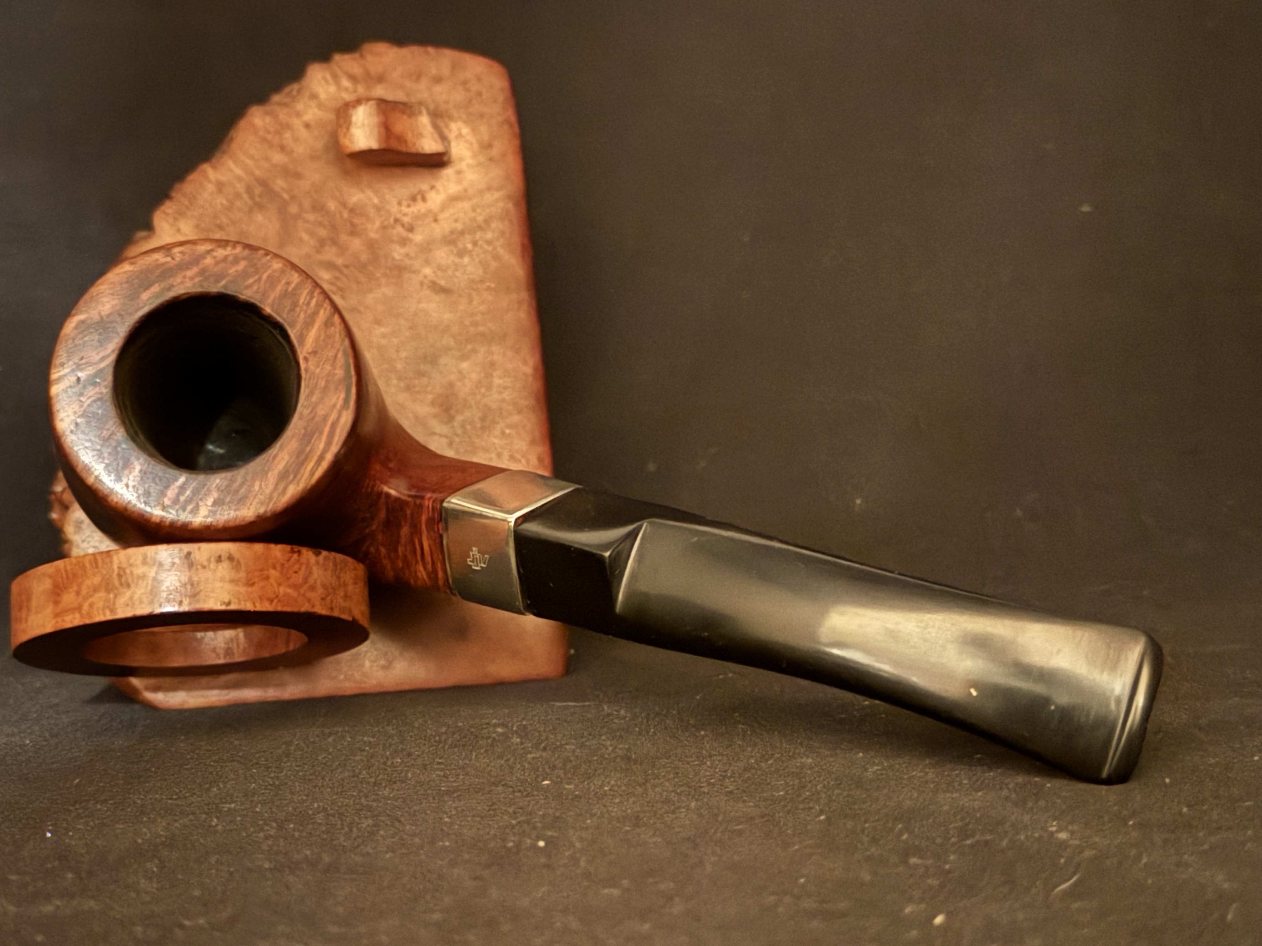 Parker 9mm 810 Smooth Bent Pot Estate Pipe, Diamond Shank, Metal Band, Vulcanite Saddle Stem, Fishtail Bit 5