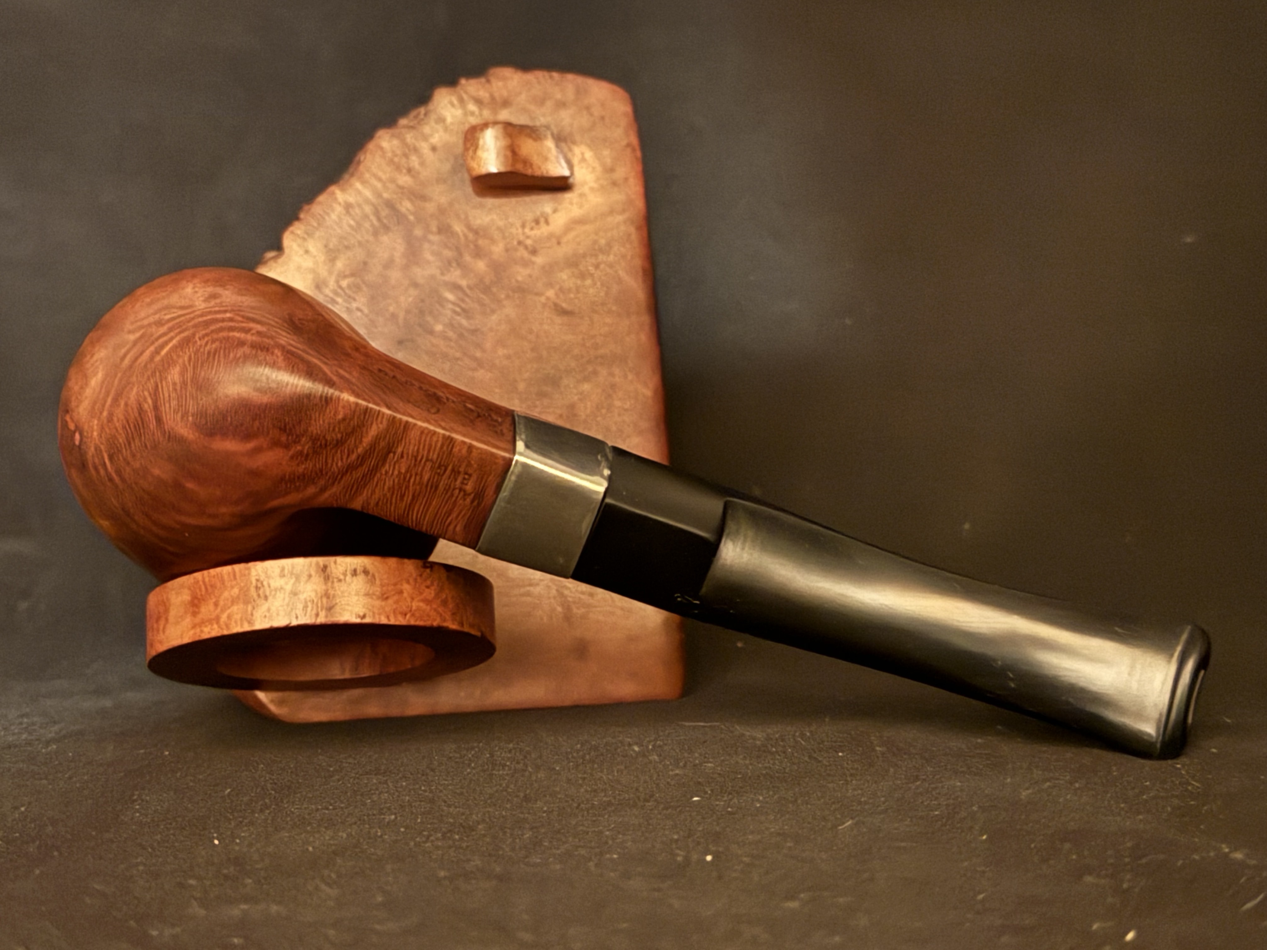 Parker 9mm 810 Smooth Bent Pot Estate Pipe, Diamond Shank, Metal Band, Vulcanite Saddle Stem, Fishtail Bit 6