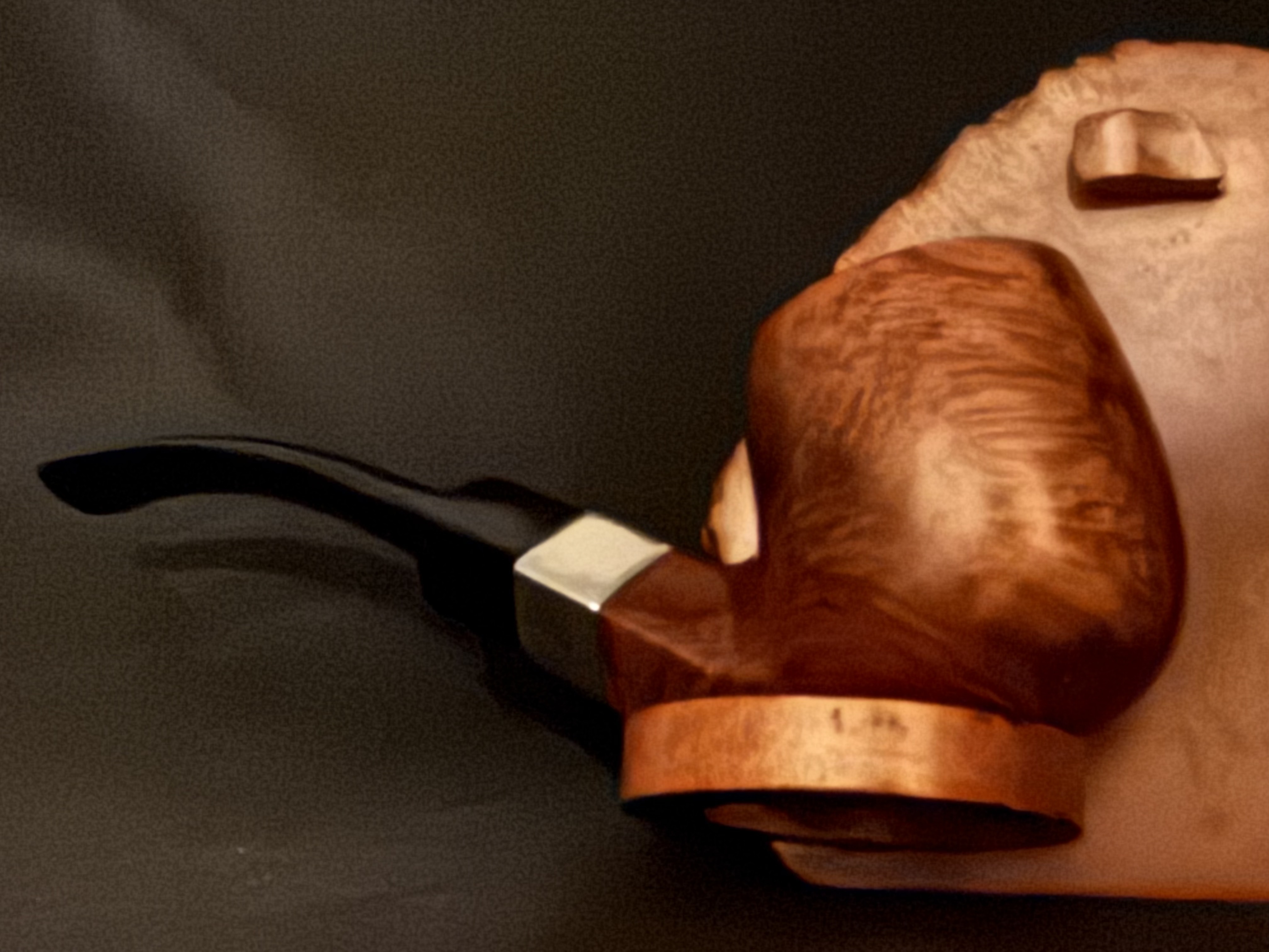 Parker 9mm 810 Smooth Bent Pot Estate Pipe, Diamond Shank, Metal Band, Vulcanite Saddle Stem, Fishtail Bit 7