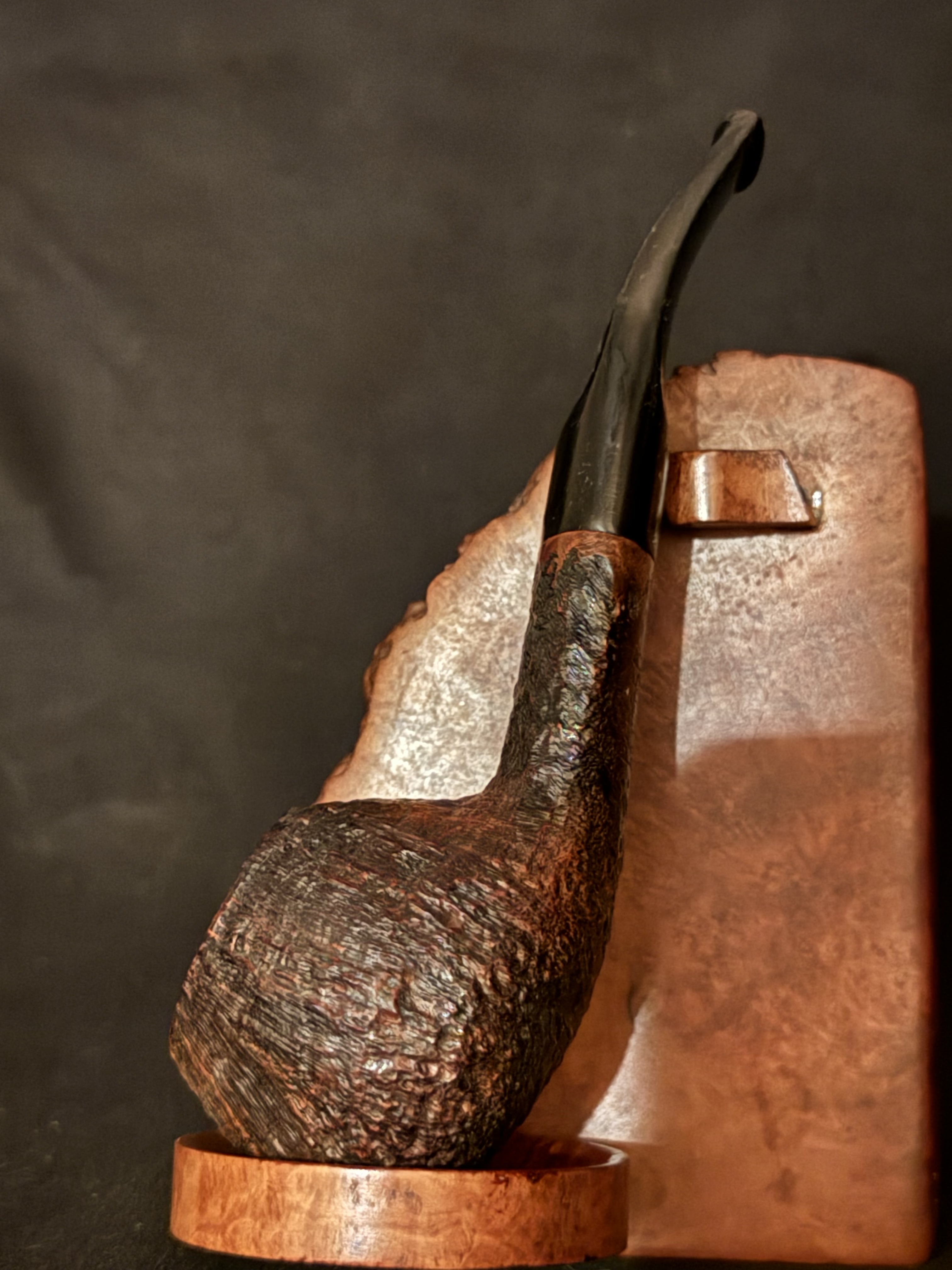 Parker Super Briar Bark 140 Sandblast Pot Estate Pipe, Oval Shank, Vulcanite Fishtail Stem, 9mm Filter 2