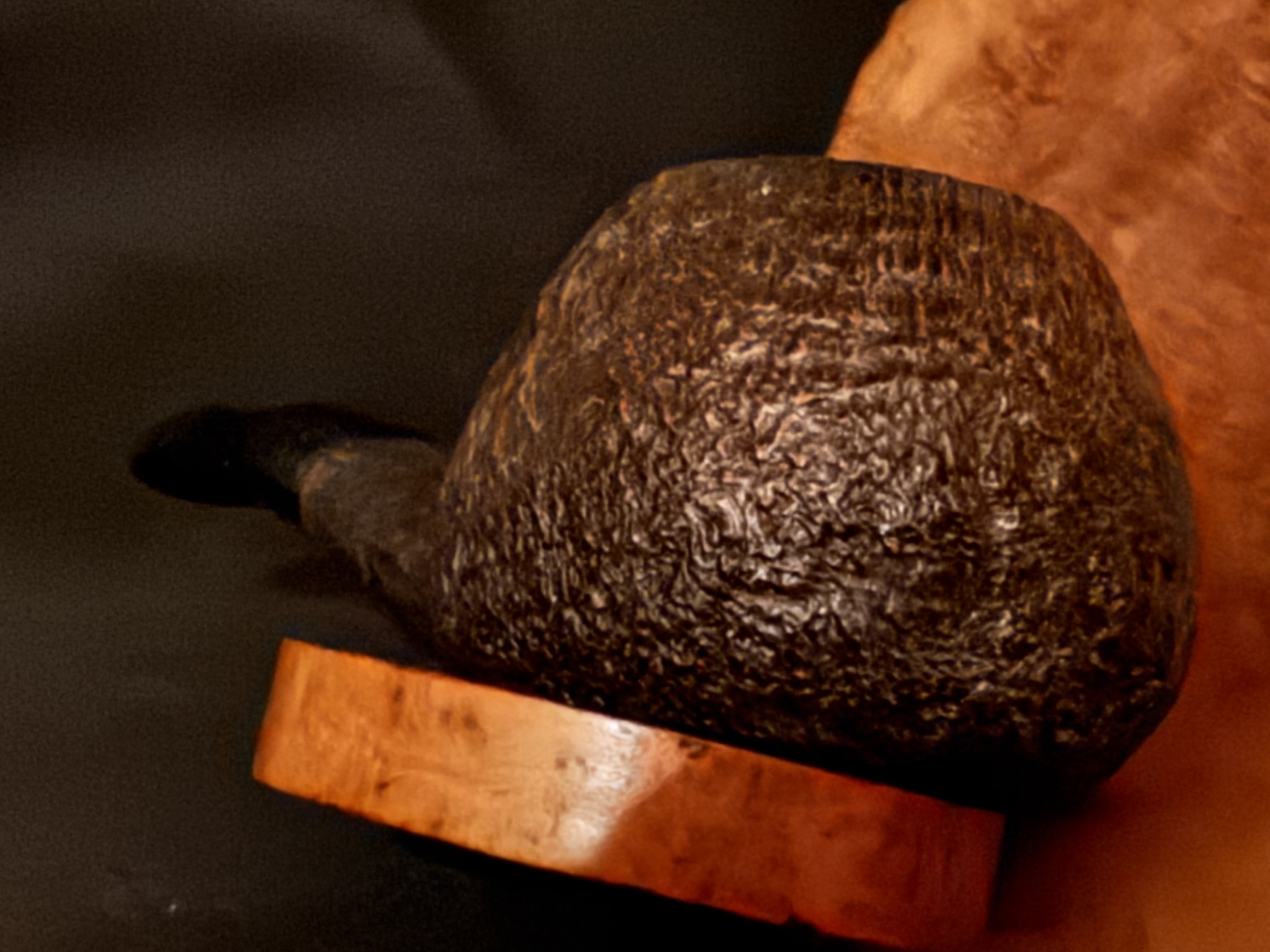 Parker Super Briar Bark 140 Sandblast Pot Estate Pipe, Oval Shank, Vulcanite Fishtail Stem, 9mm Filter 9