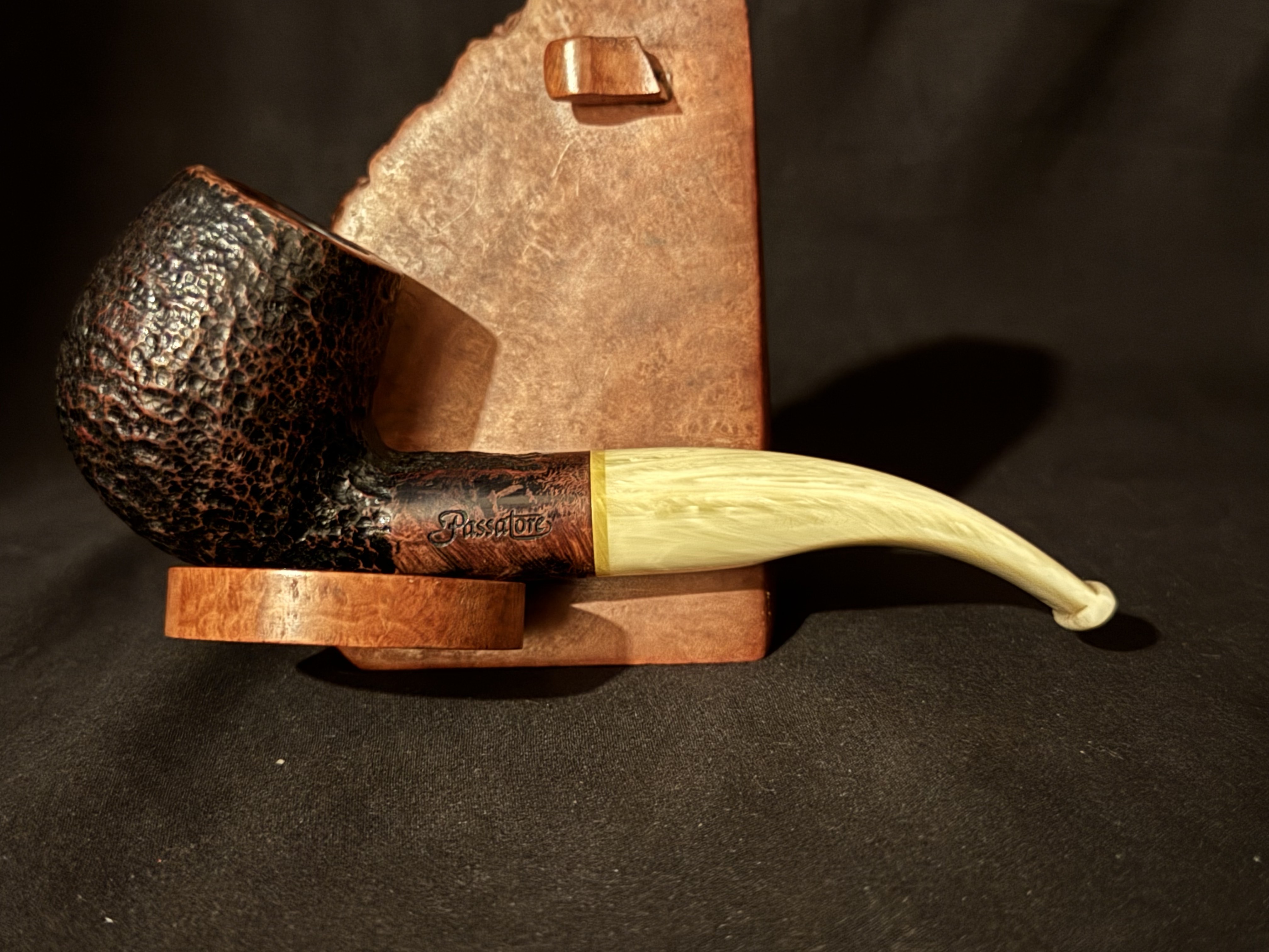 Passator Bent Apple Sandblast Italian Briar Estate Pipe 9mm Filter