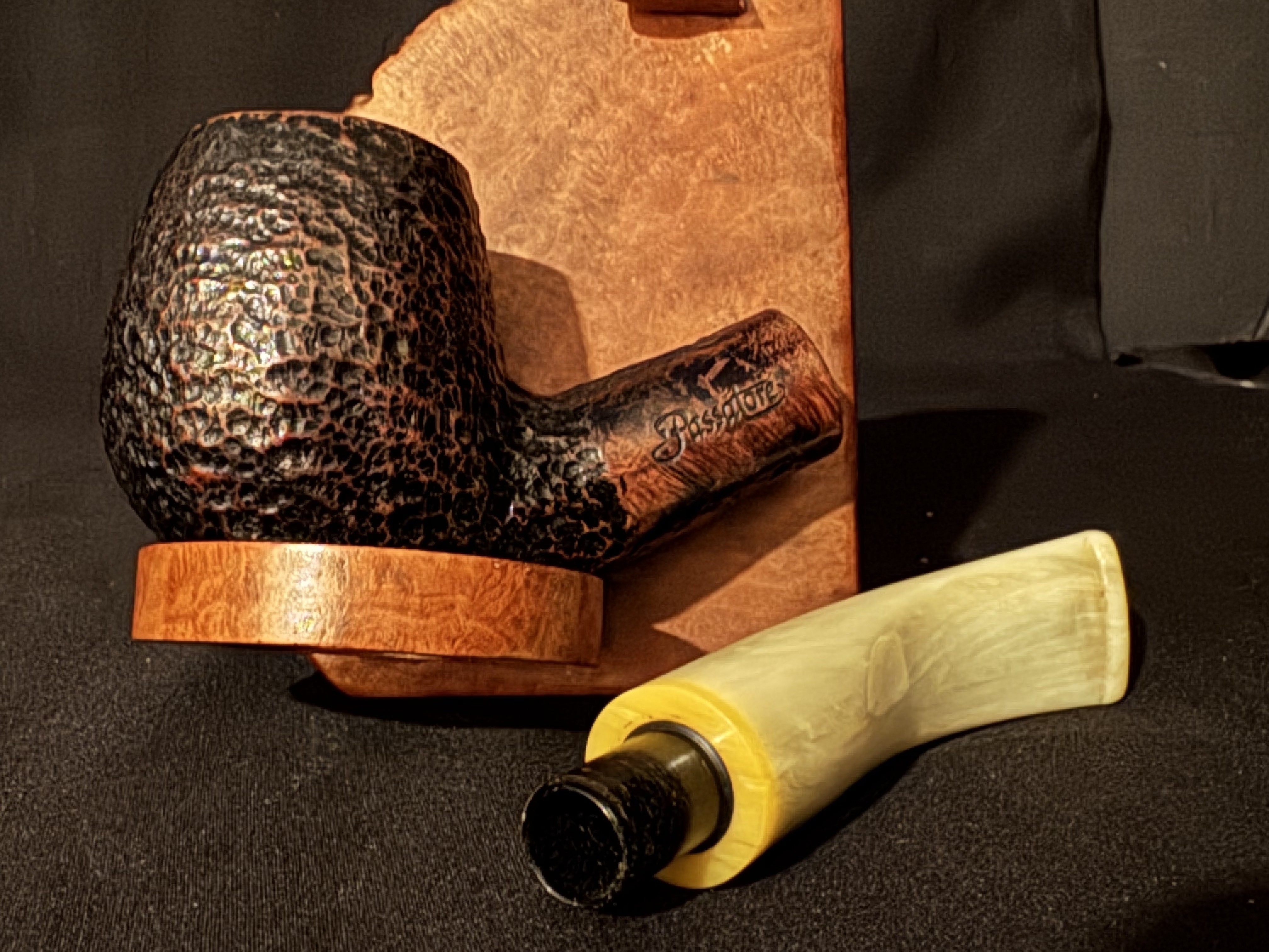 Passator Bent Apple Sandblast Italian Briar Estate Pipe 9mm Filter 9
