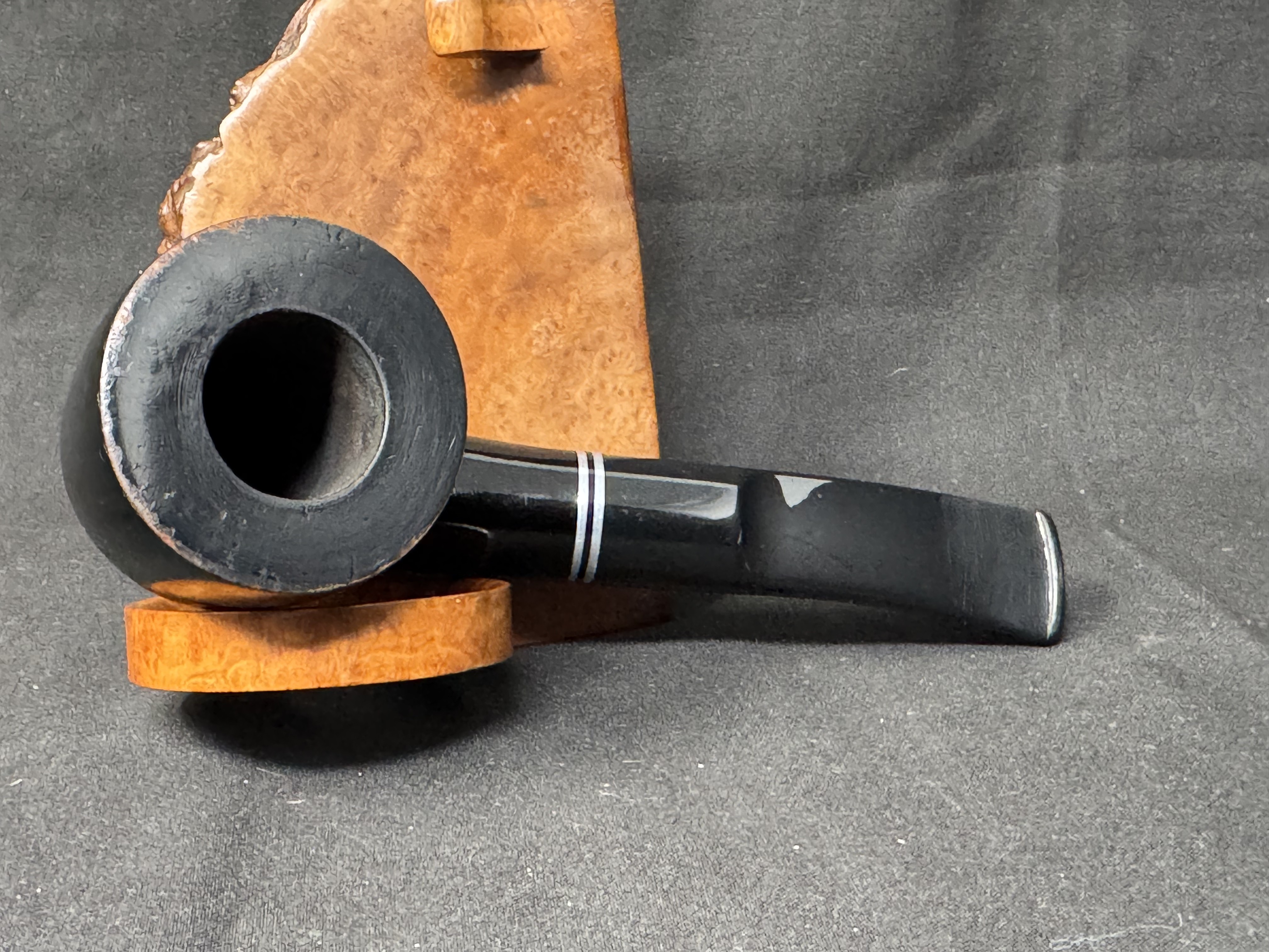 Passatore Italian Shiny Ebony Bent Dublin Estate Pipe, Black Acrylic Stem 5
