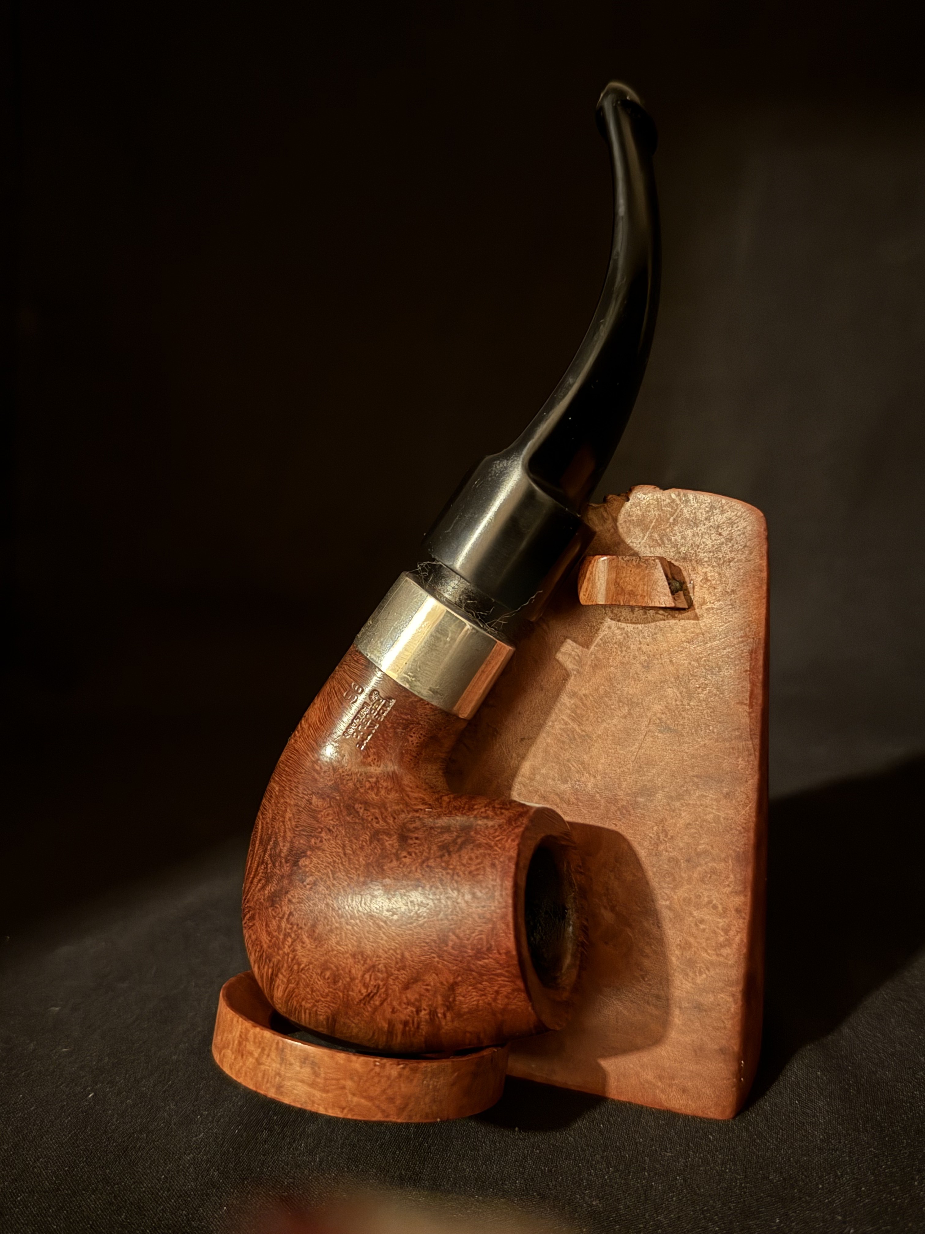 Peterson Deluxe 9S Smooth Bent Billiard Large Estate Pipe, Made in Ireland, Silver Band 2