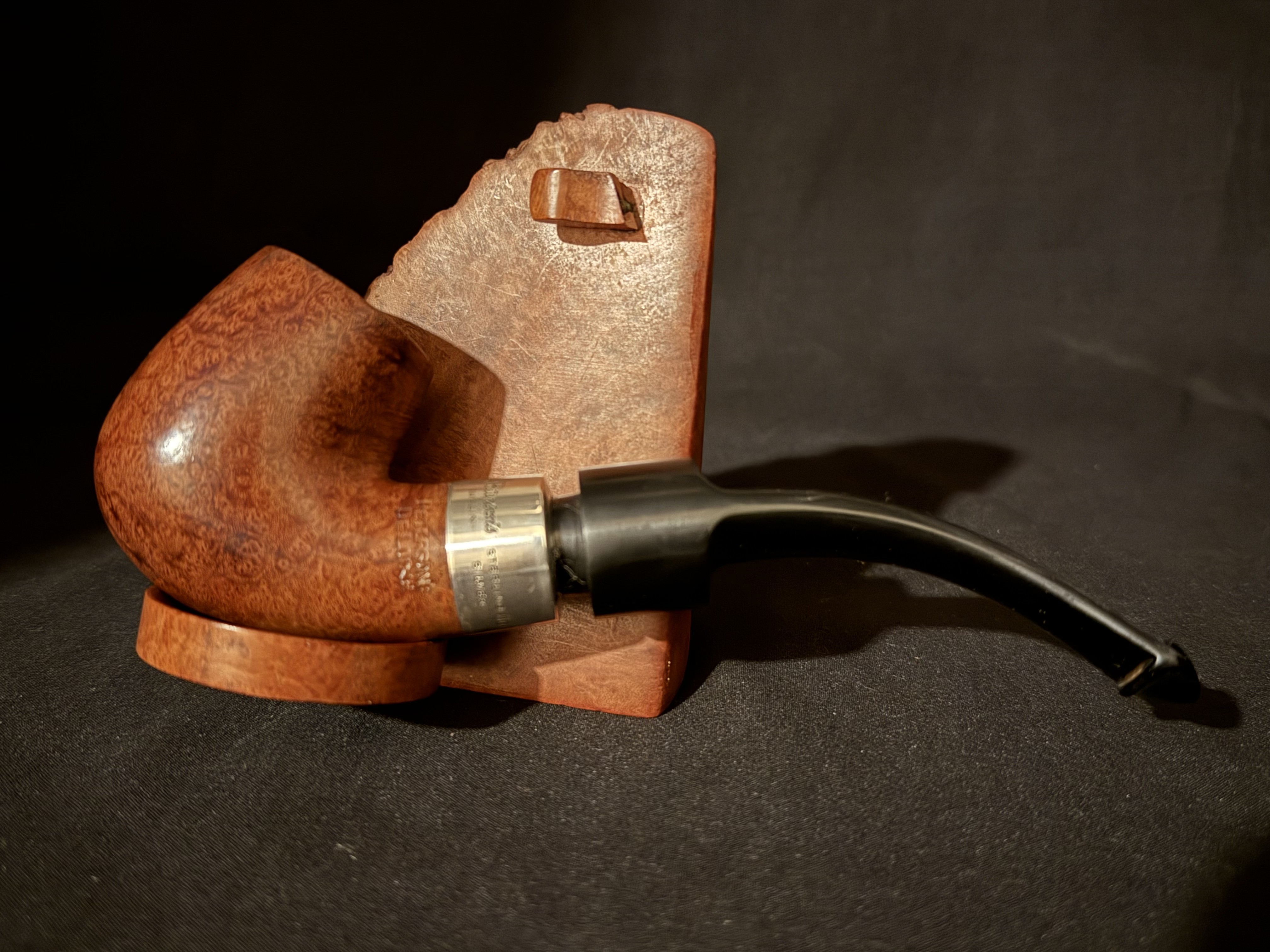Peterson Deluxe 9S Smooth Bent Billiard Large Estate Pipe, Made in Ireland, Silver Band 3