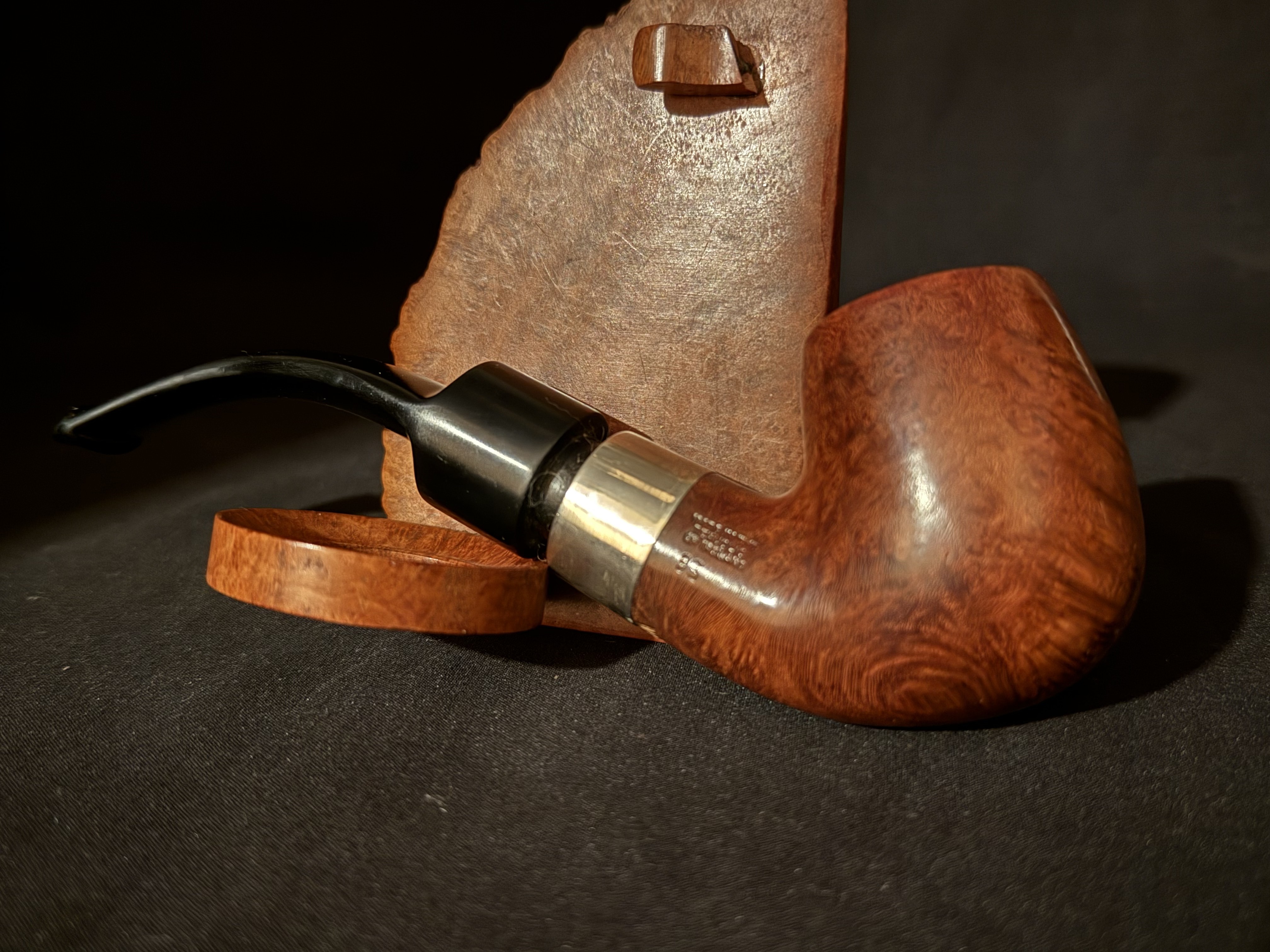 Peterson Deluxe 9S Smooth Bent Billiard Large Estate Pipe, Made in Ireland, Silver Band 4