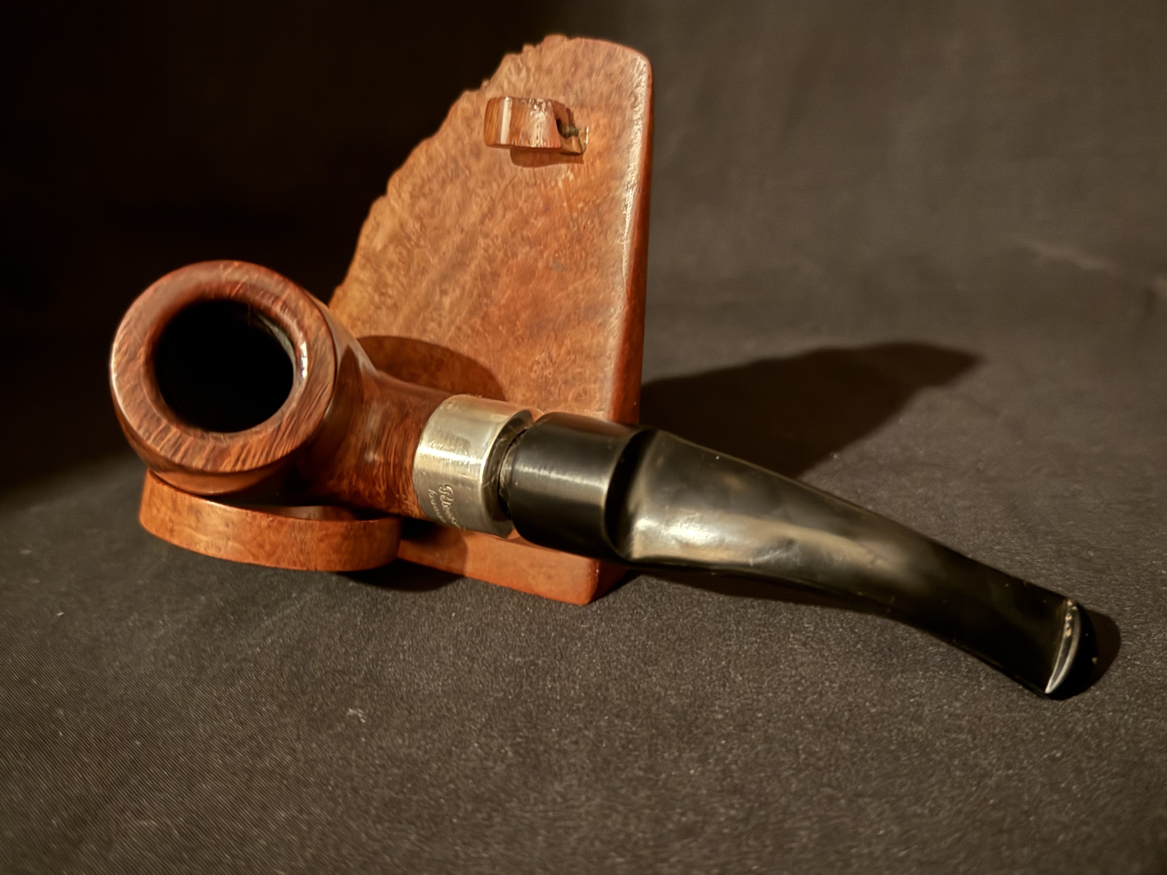 Peterson Deluxe 9S Smooth Bent Billiard Large Estate Pipe, Made in Ireland, Silver Band 5
