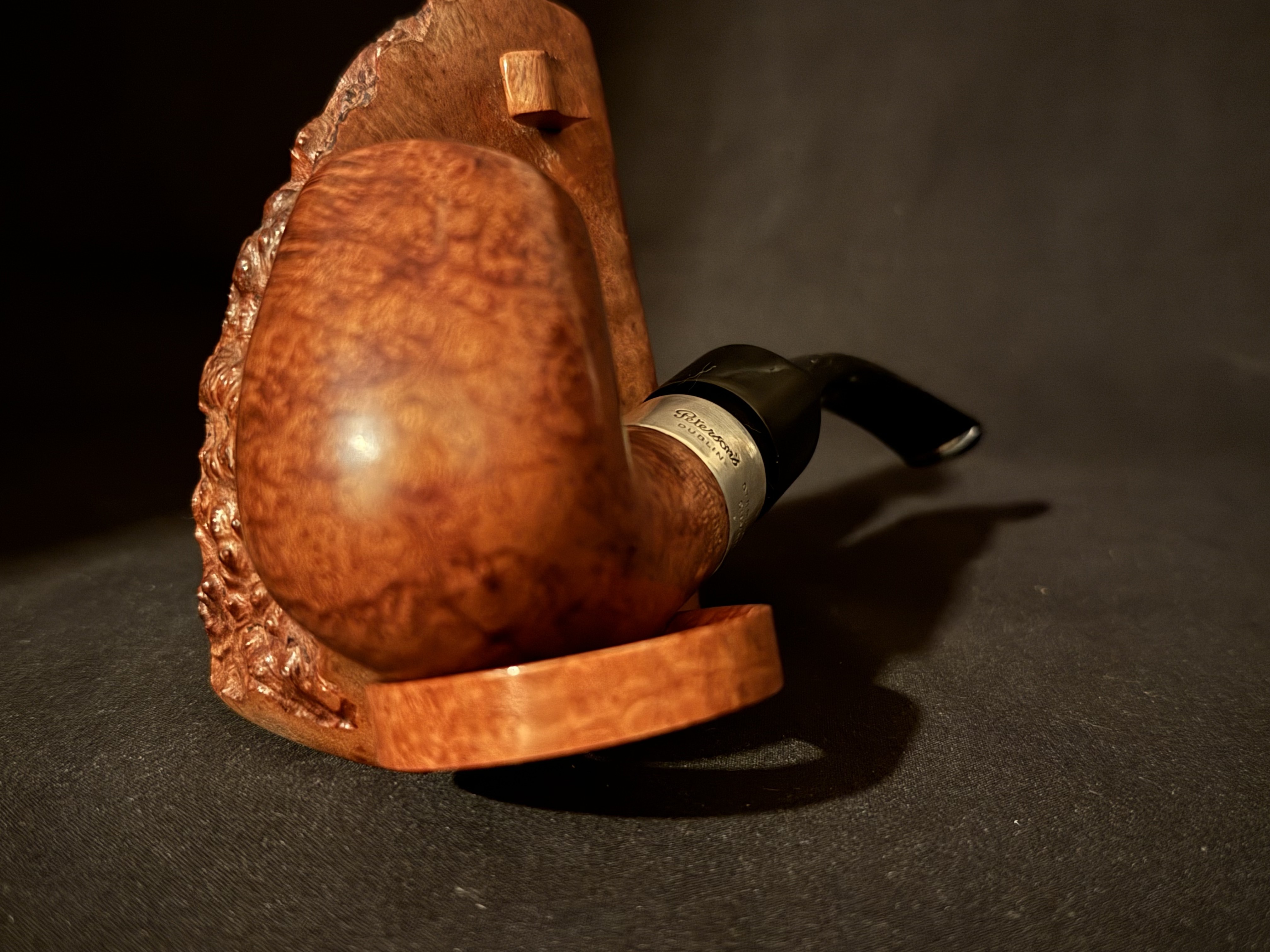 Peterson Deluxe 9S Smooth Bent Billiard Large Estate Pipe, Made in Ireland, Silver Band 11