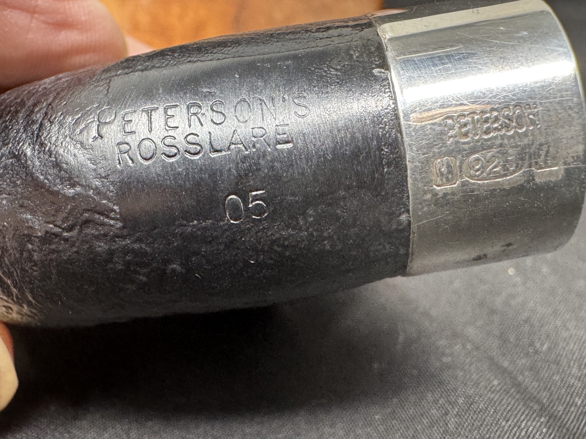 Peterson Rosslare 05 Bent Dublin Sandblast Briar Estate Pipe, Silver Mounts 14
