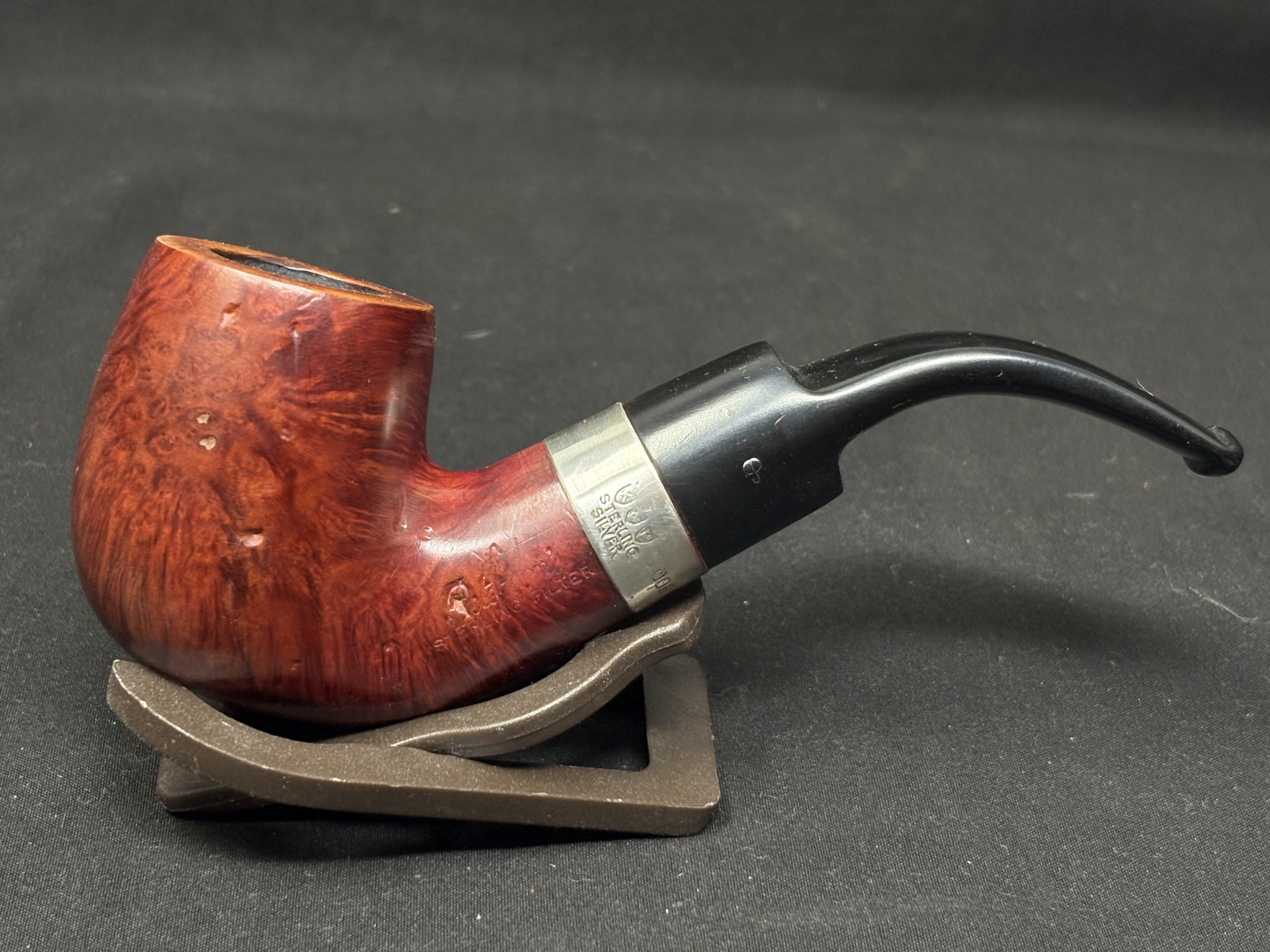 Peterson Sterling Silver XL 90S Smooth Bent Billiard Estate Pipe