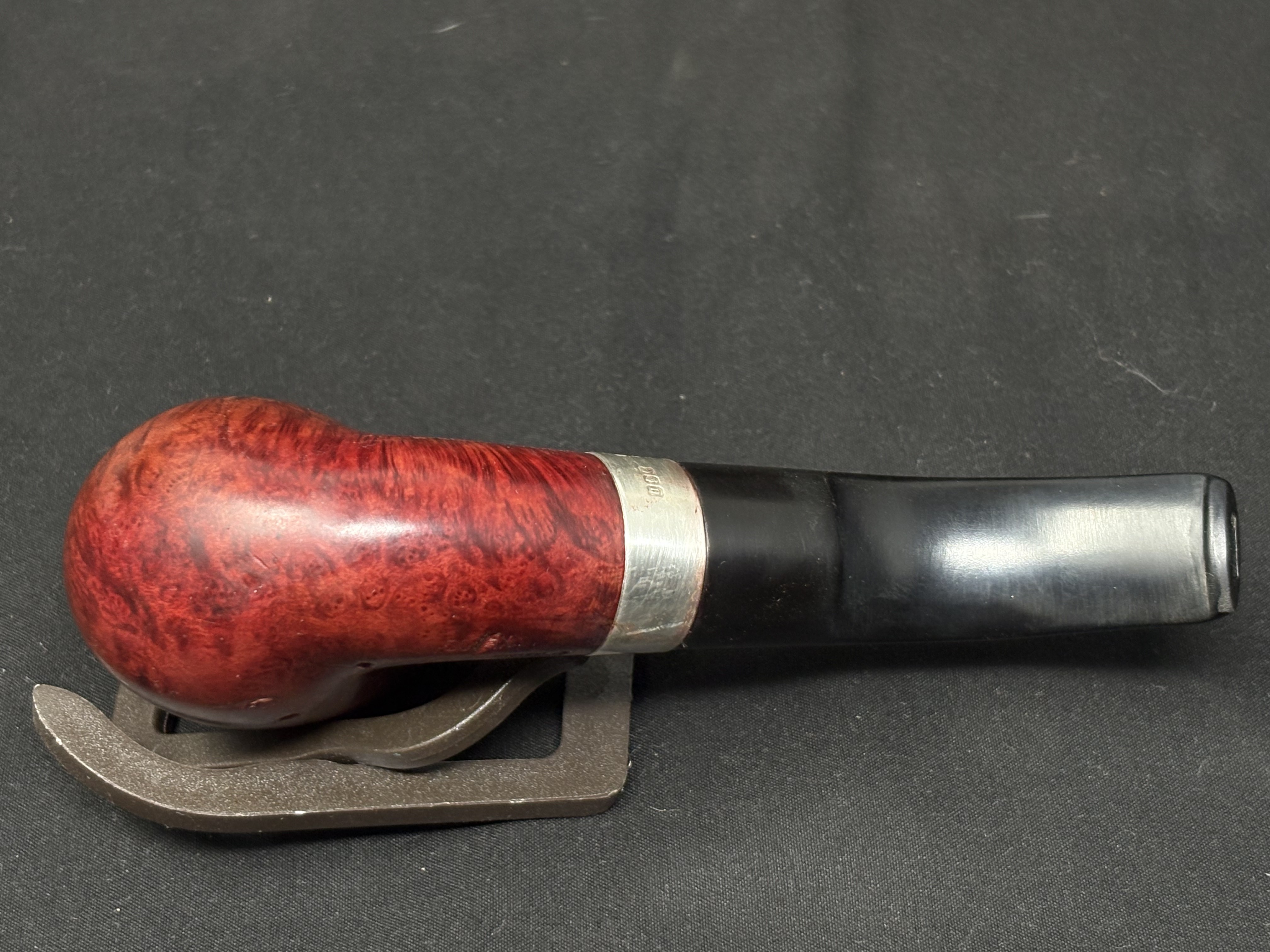 Peterson Sterling Silver XL 90S Smooth Bent Billiard Estate Pipe 4