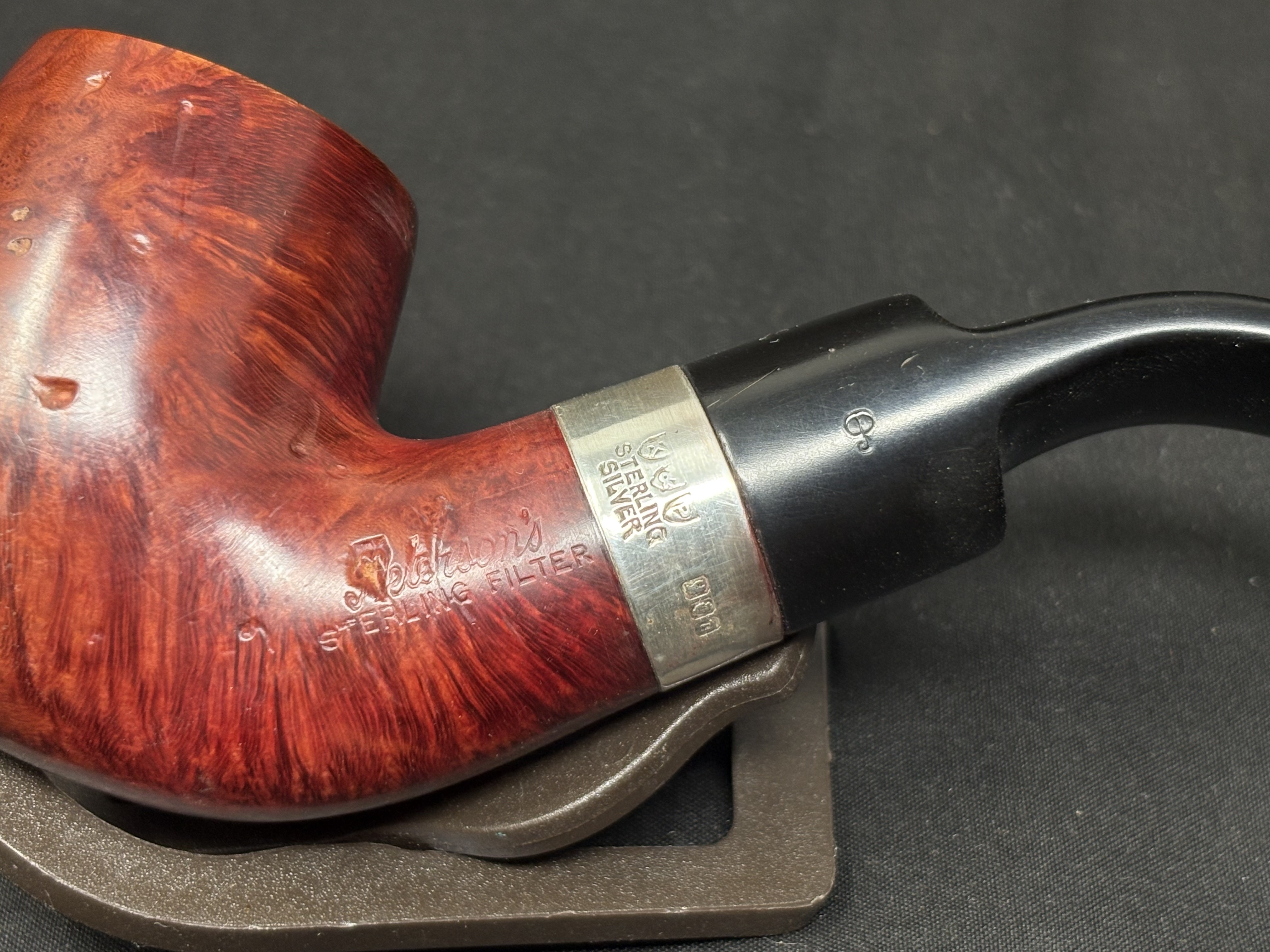Peterson Sterling Silver XL 90S Smooth Bent Billiard Estate Pipe 5
