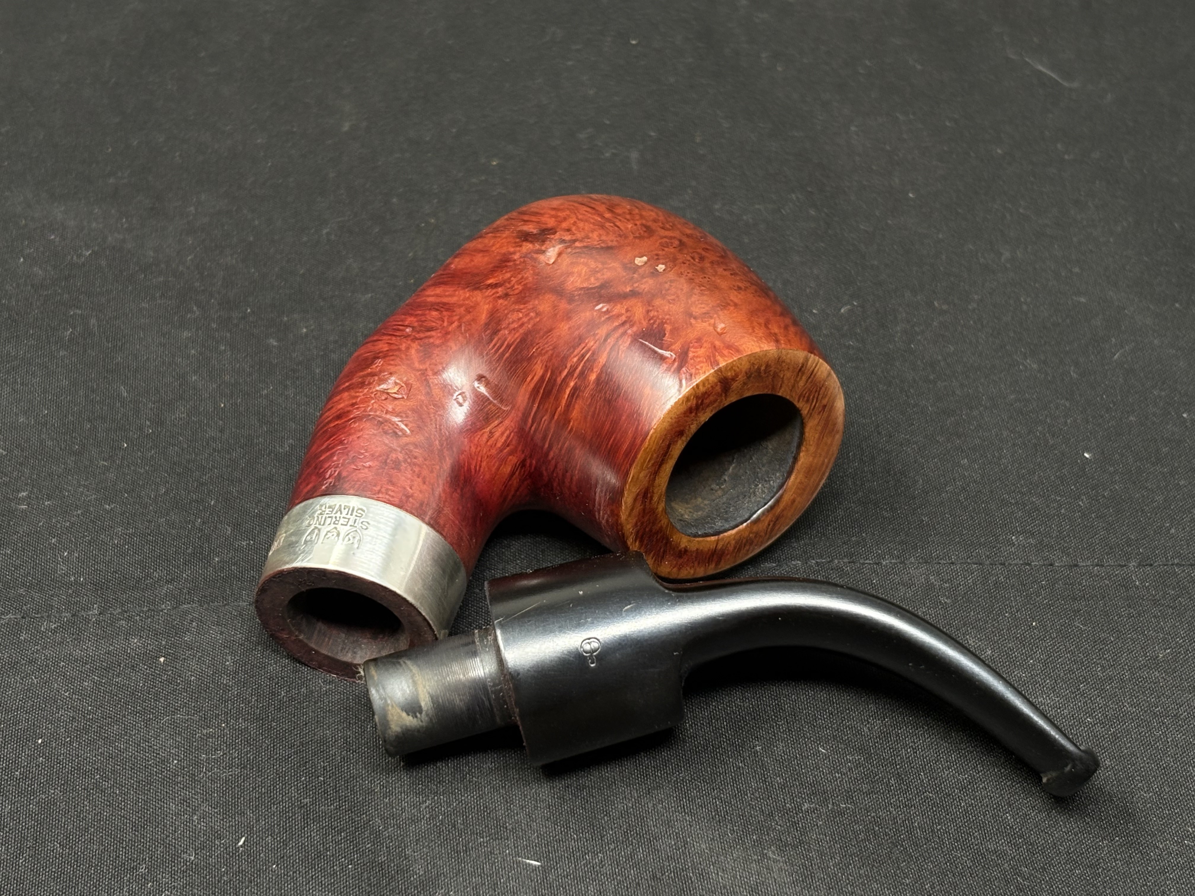 Peterson Sterling Silver XL 90S Smooth Bent Billiard Estate Pipe 7