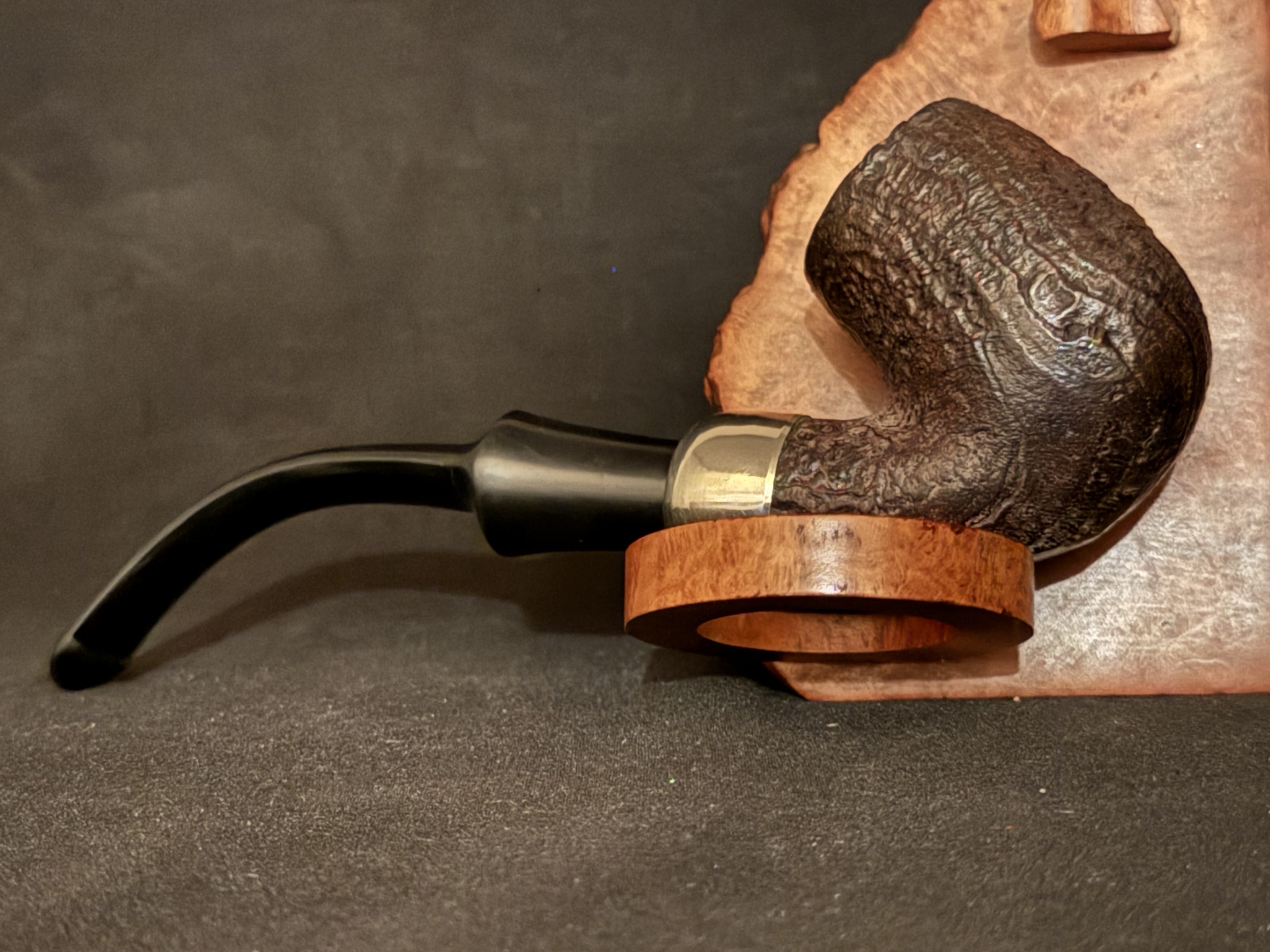 Peterson's System 312 Large Bent Billiard, Brown Sandblast, Made in the Republic of Ireland, Tapered Vulcanite P-Lip Stem, 9mm Filter 4
