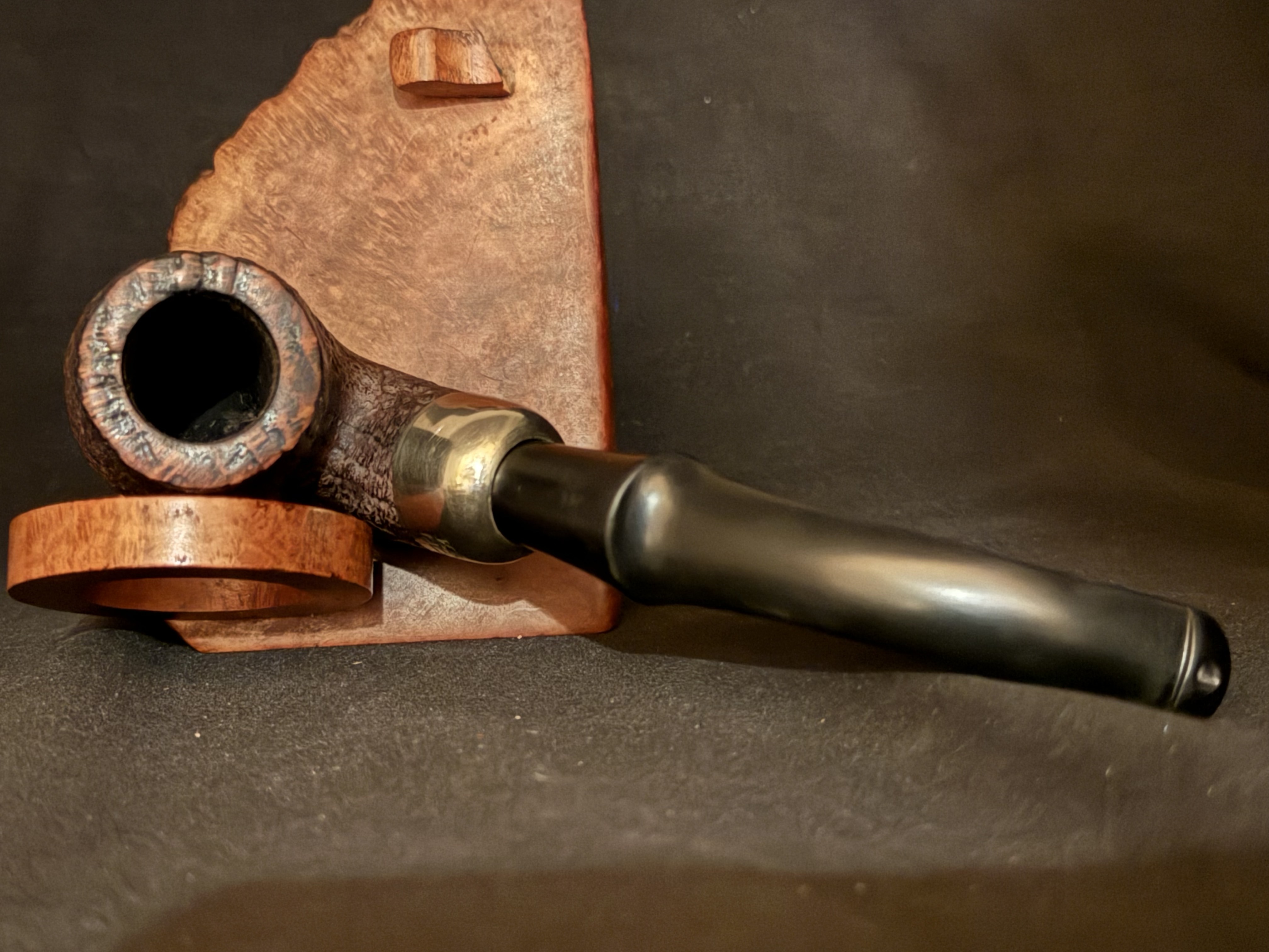 Peterson's System 312 Large Bent Billiard, Brown Sandblast, Made in the Republic of Ireland, Tapered Vulcanite P-Lip Stem, 9mm Filter 5