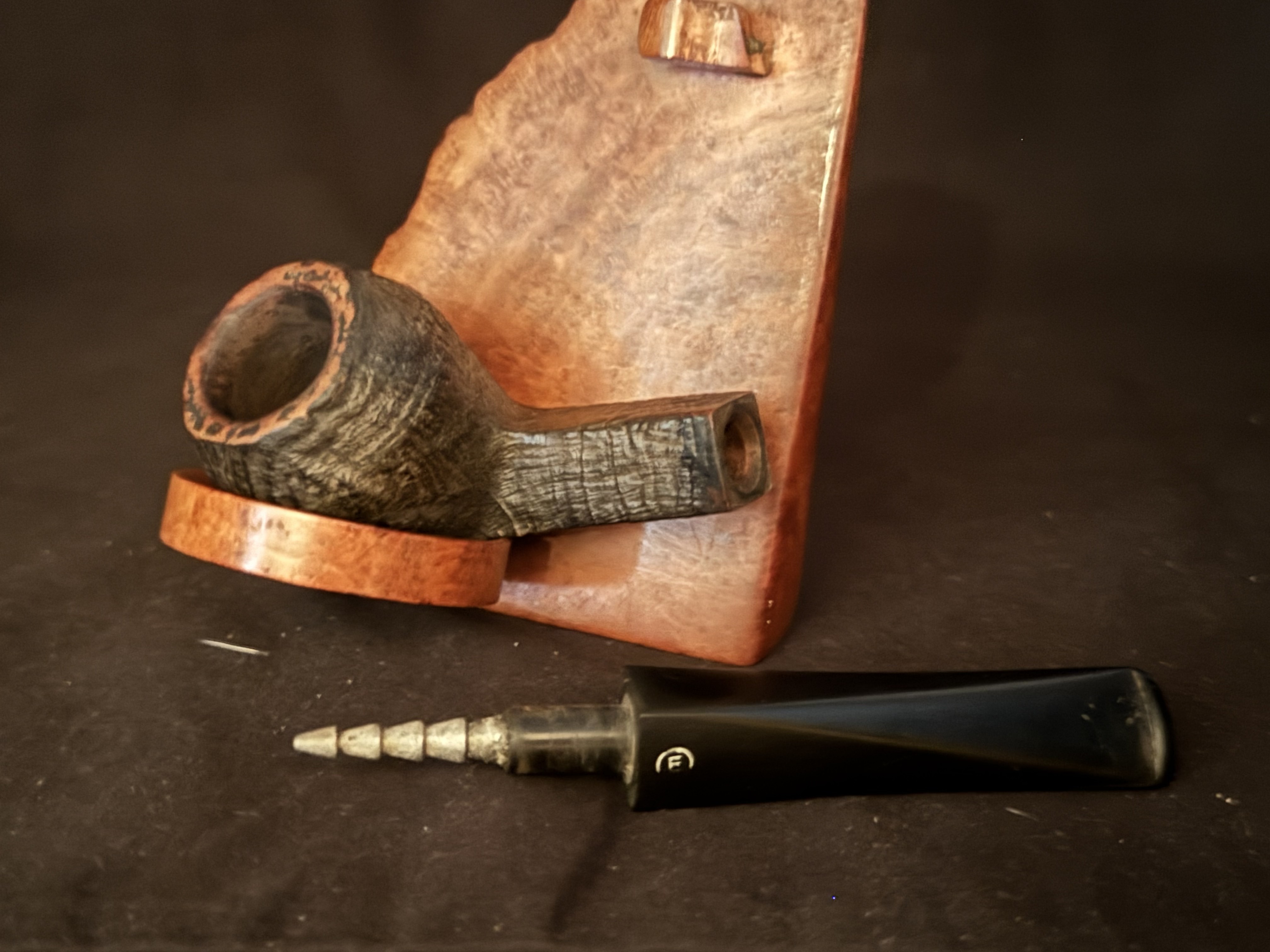 Pipe Europe 21/9 Sandblast Straight Bulldog Estate Pipe with Diamond Vulcanite Stem 9