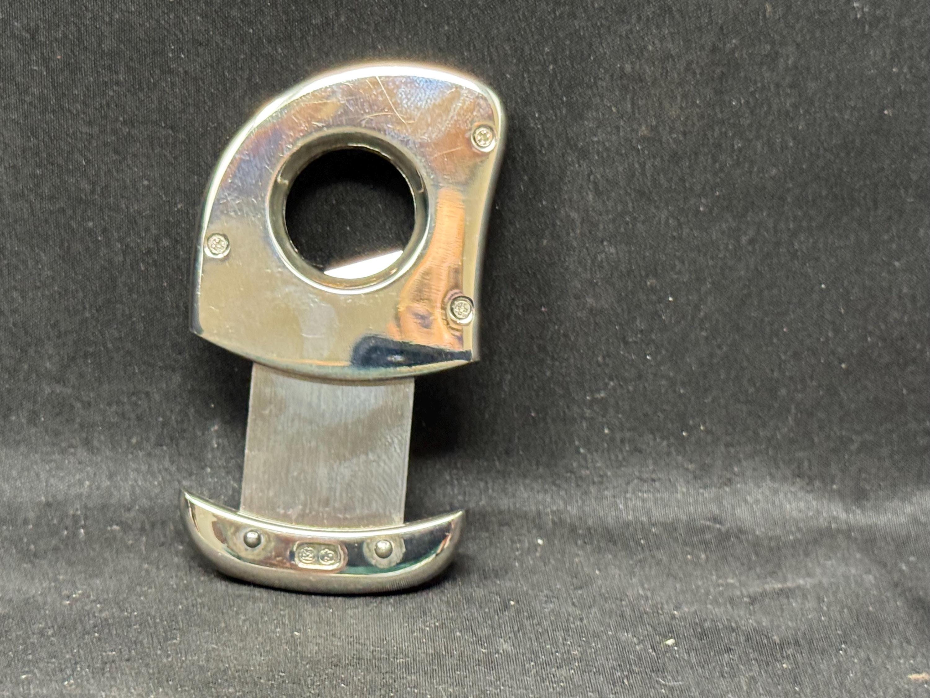 Precision Square Metal Cigar Cutter, Stainless Steel Finish, Copper Accents 3