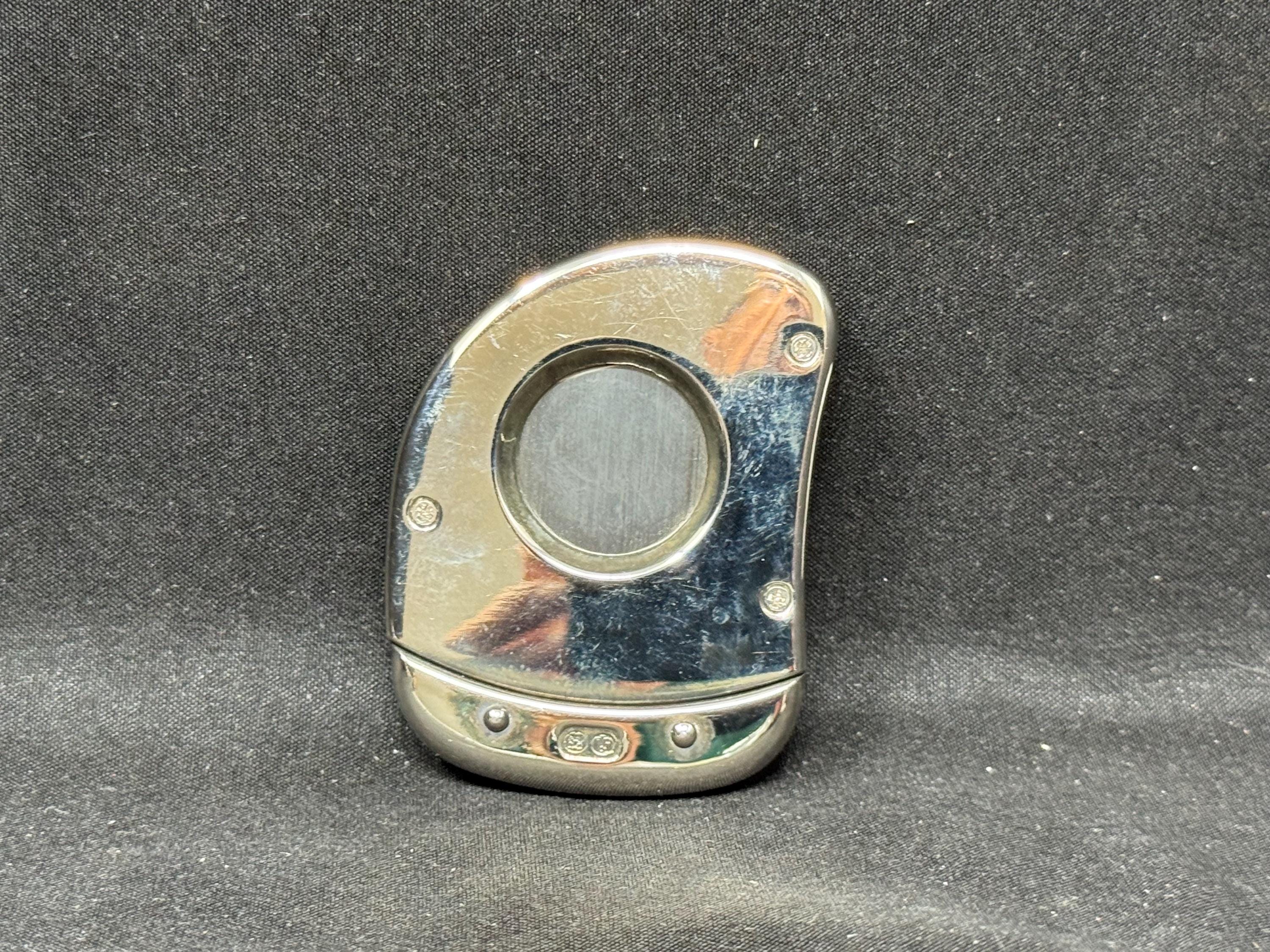 Precision Square Metal Cigar Cutter, Stainless Steel Finish, Copper Accents 4