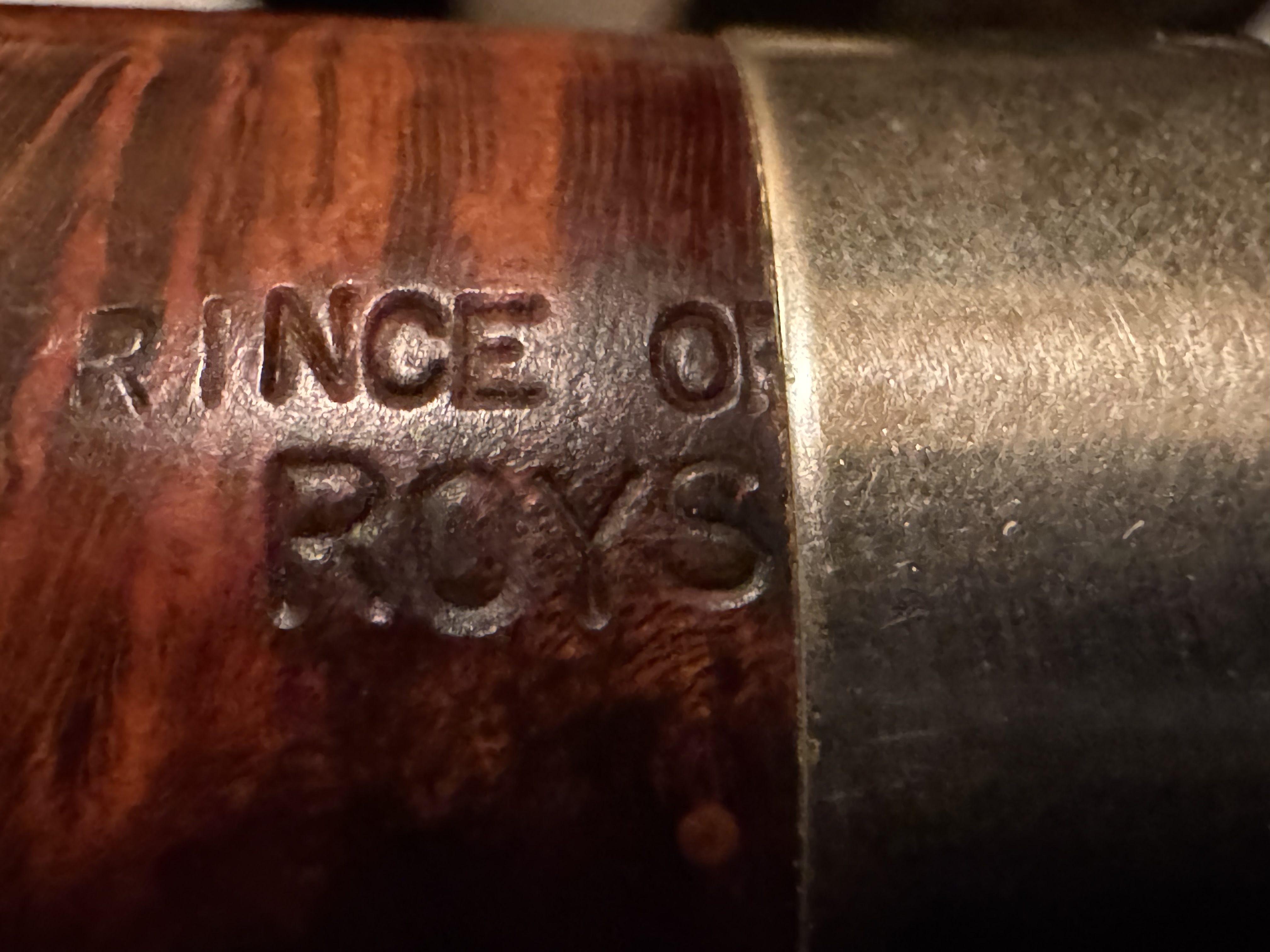 Prince of wales Smooth Bent Volcano Sitter Estate Pipe - Vulcanite Saddle Stem, 9mm Filter, Fishtail 10