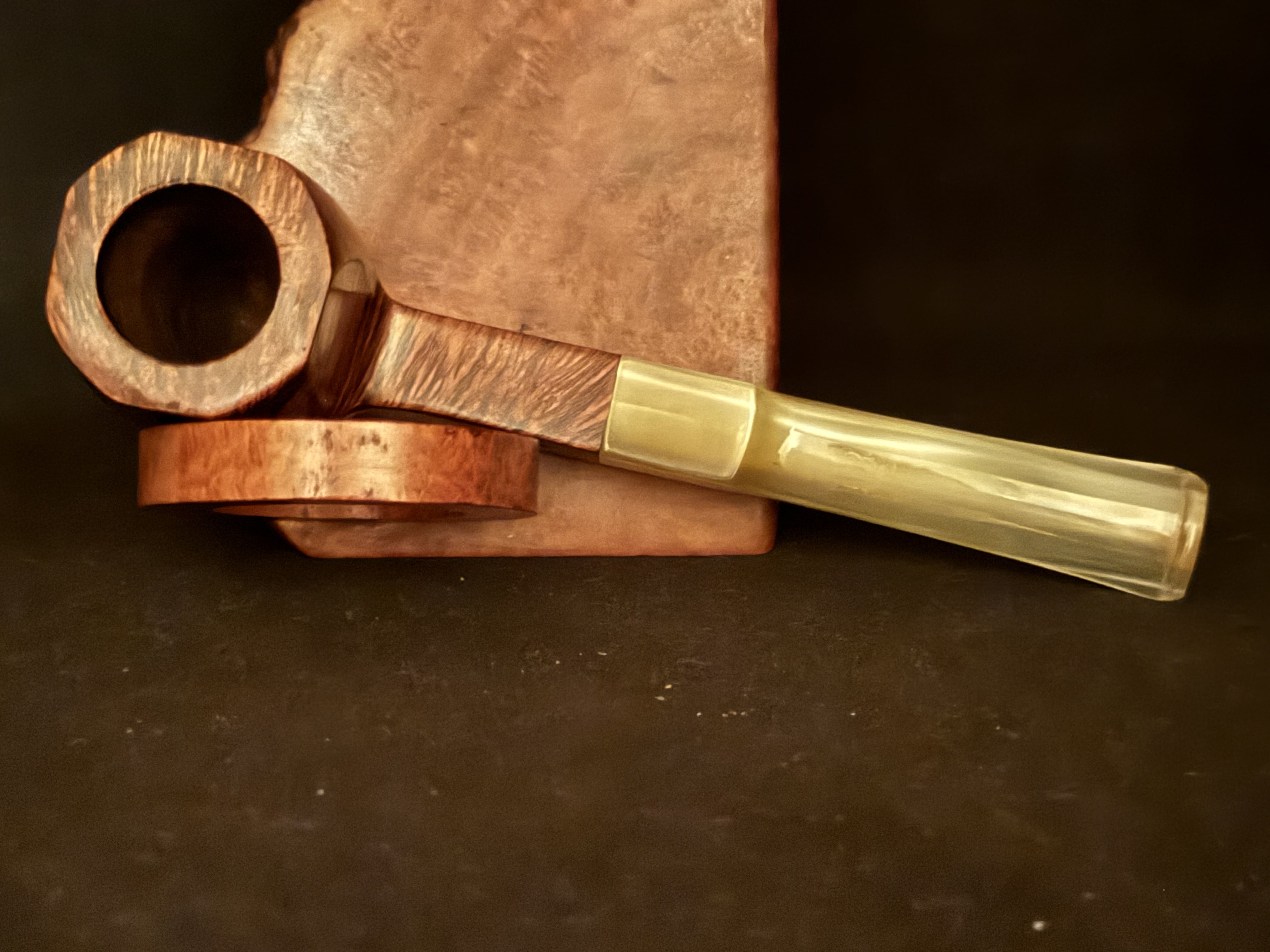 RACER 2740/5 Smooth Straight Square Panel Briar Estate Pipe, Light Acrylic Fishtail Stem 3