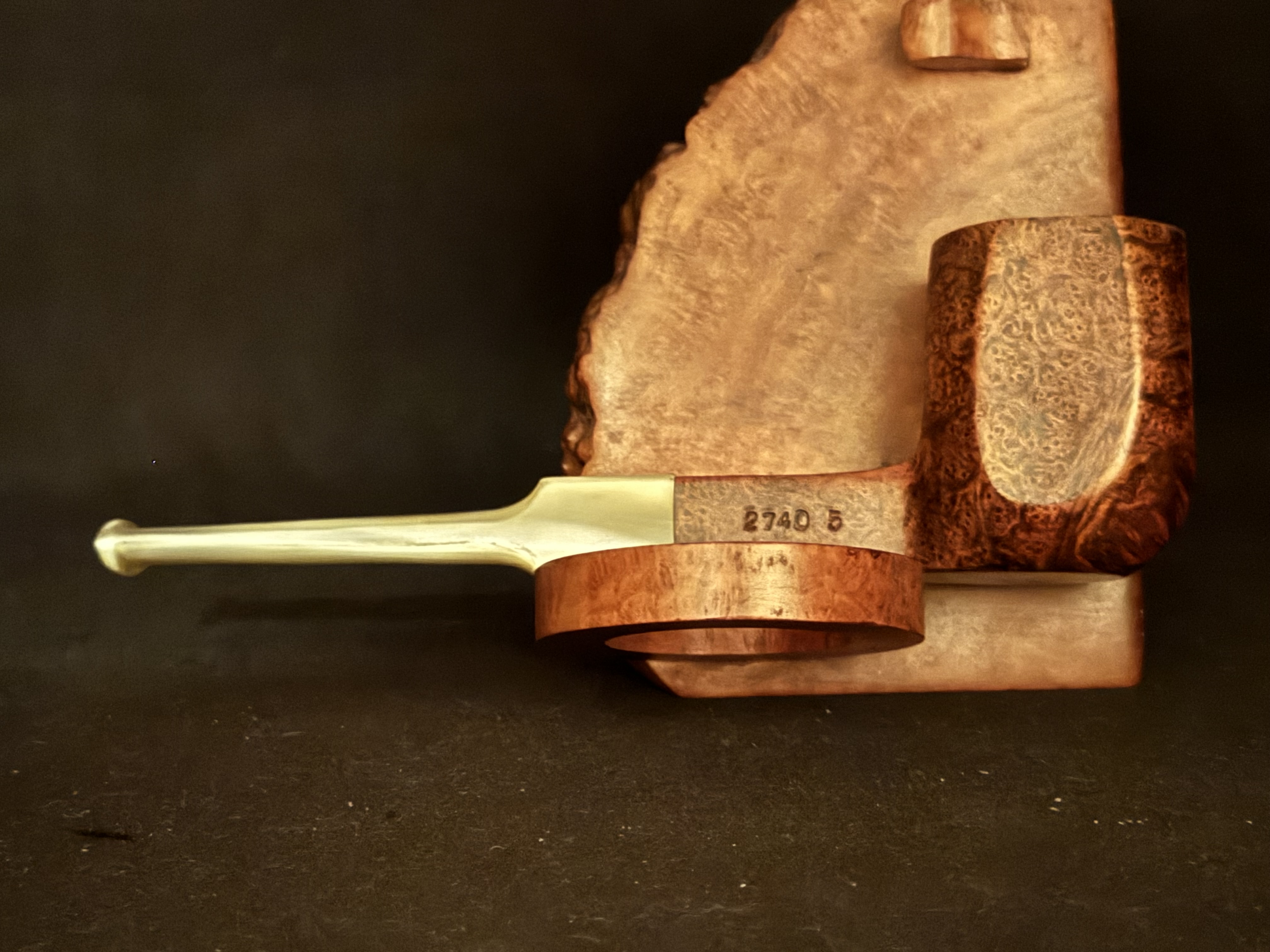 RACER 2740/5 Smooth Straight Square Panel Briar Estate Pipe, Light Acrylic Fishtail Stem 4