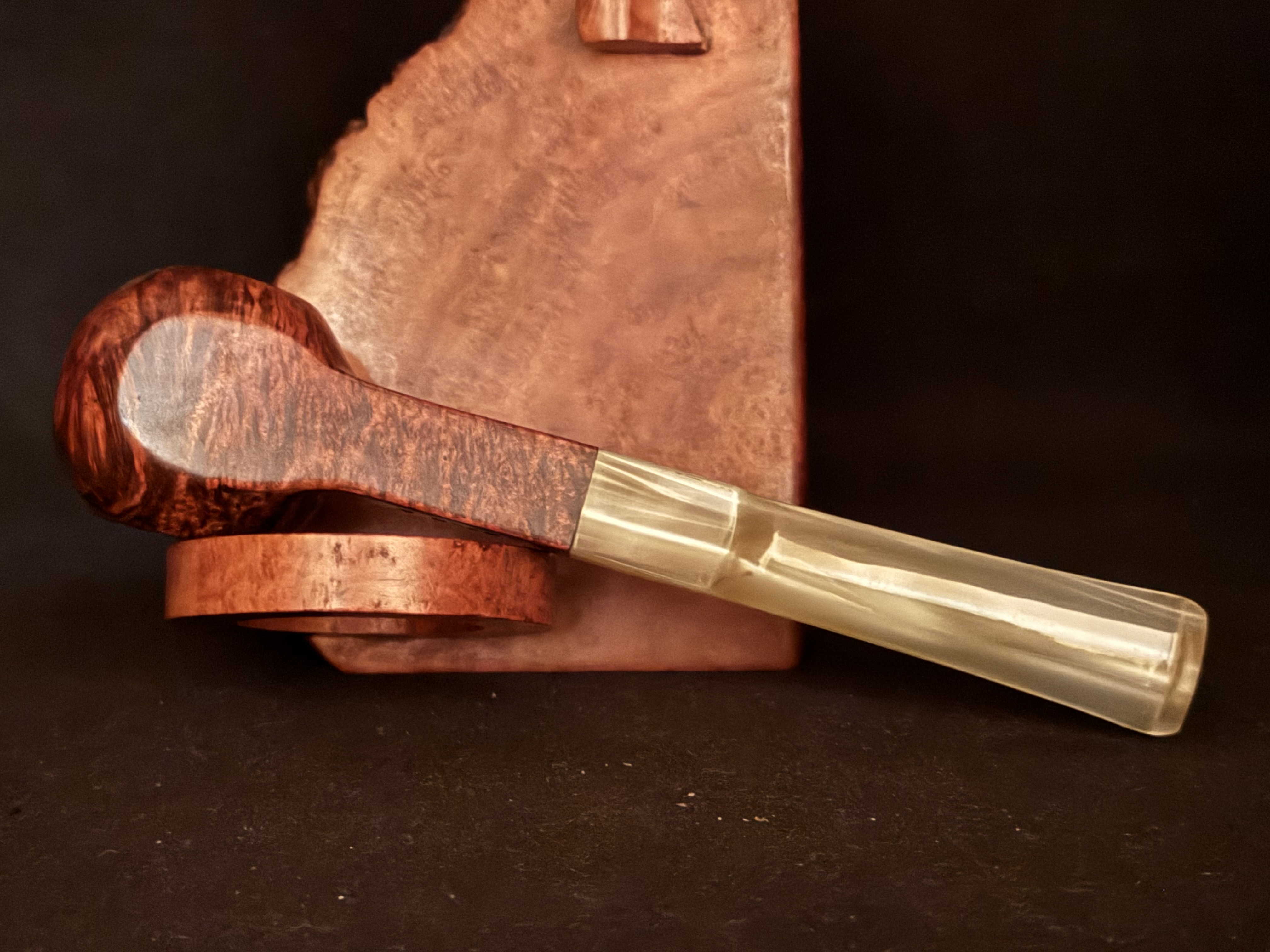 RACER 2740/5 Smooth Straight Square Panel Briar Estate Pipe, Light Acrylic Fishtail Stem 8
