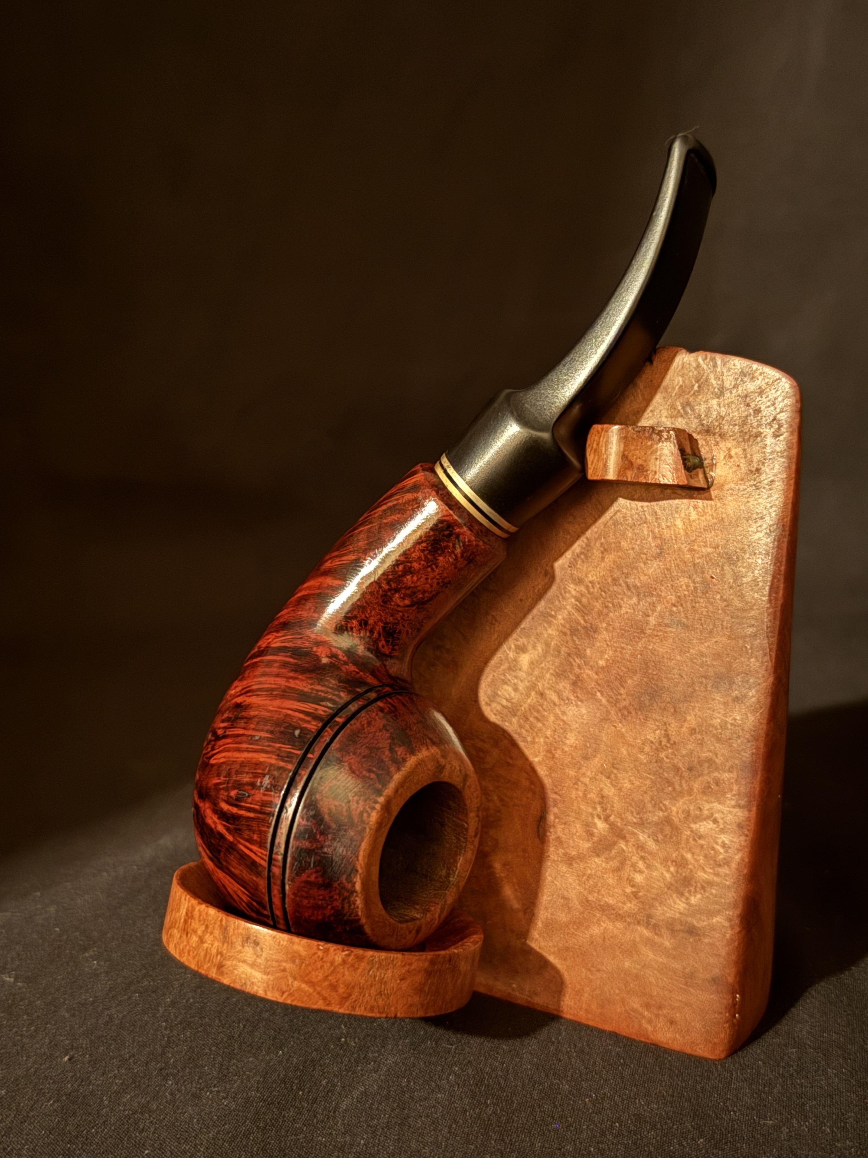 Radford 805 Red Smooth Bent Rhodesian Estate Pipe - Vulcanite Saddle Stem 2