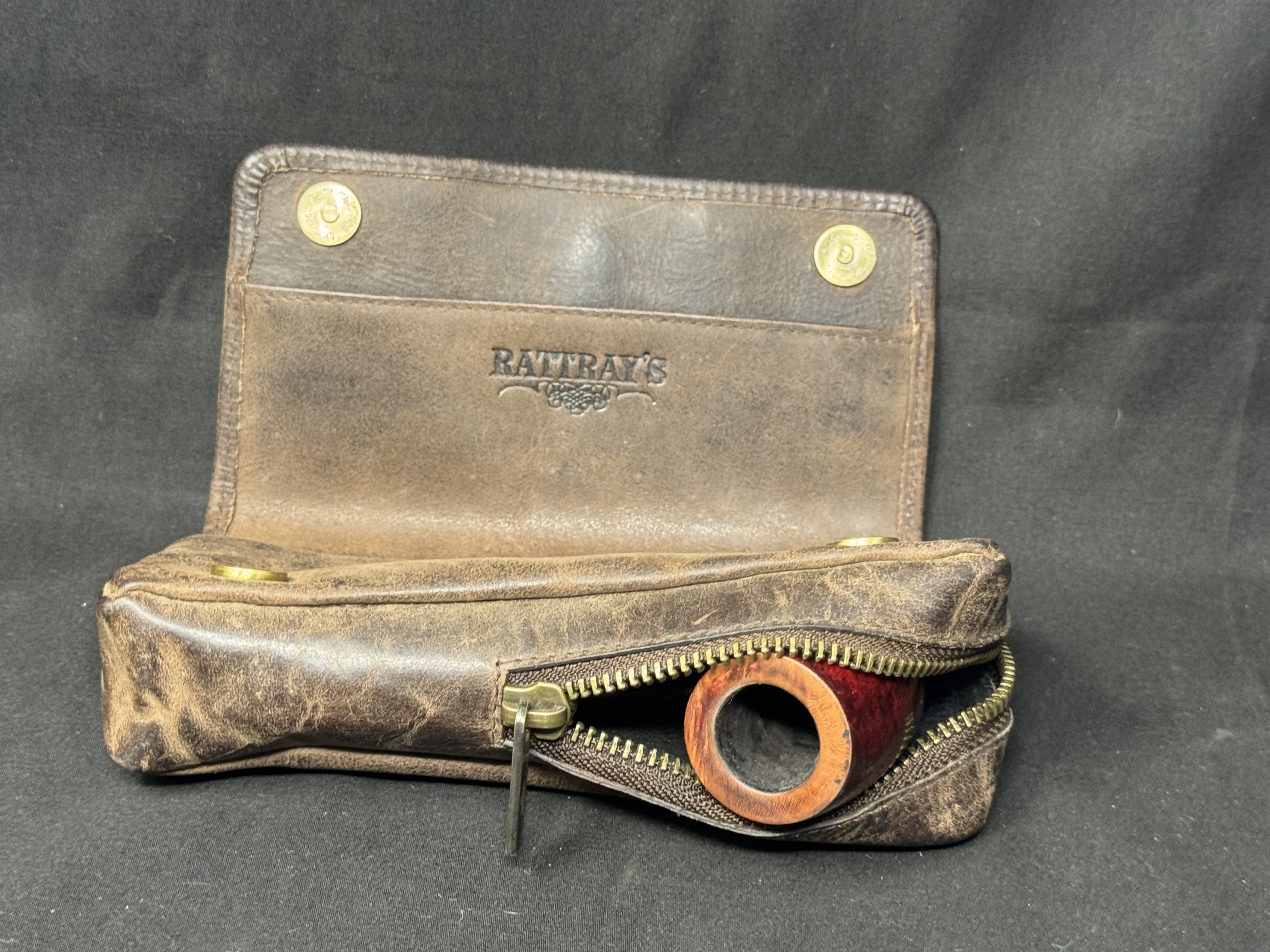 Rattray's Leather Pipe Bag Estate Tobacco Organizer 1-Pipe Compact Kit 6