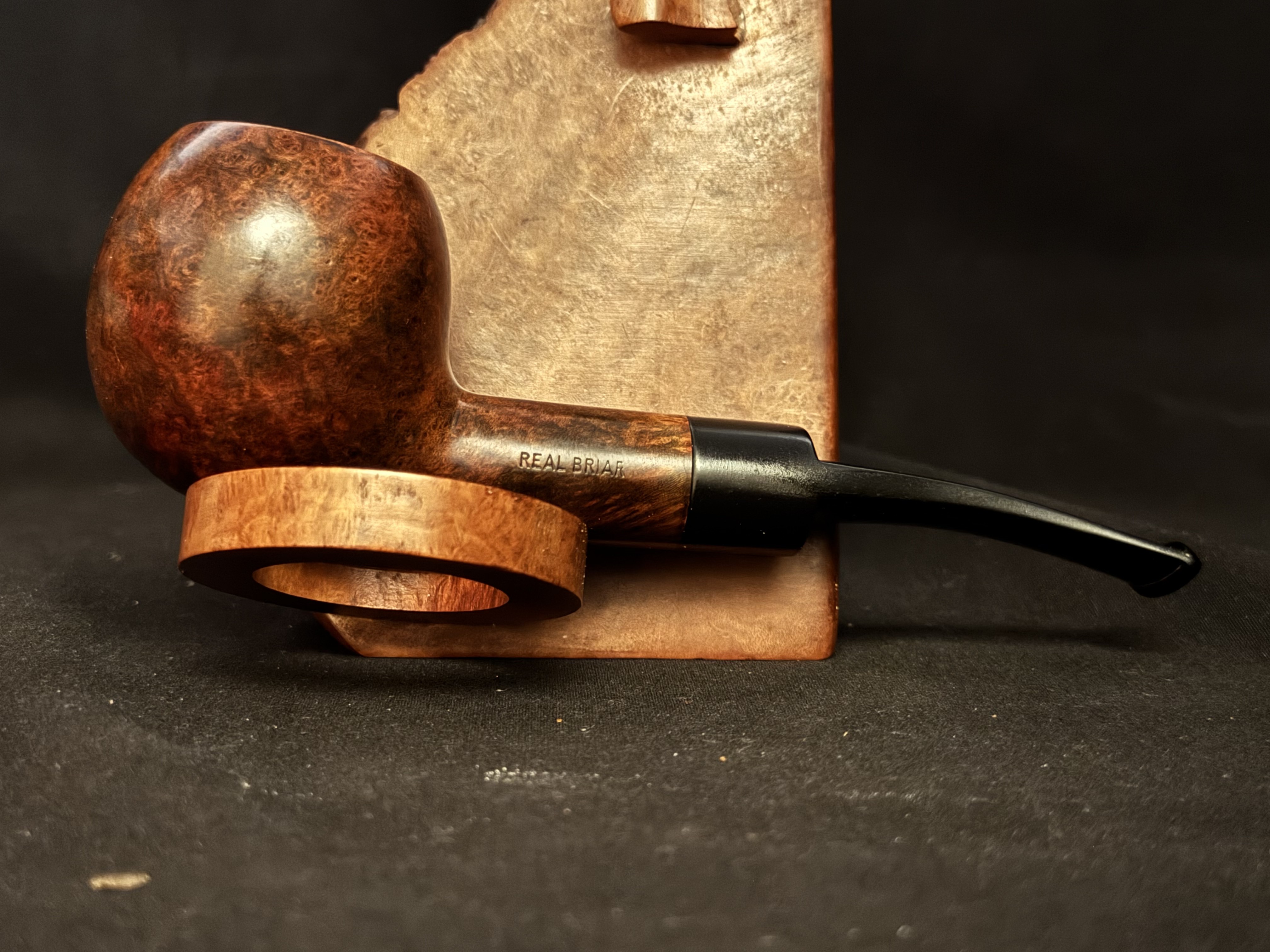 Real Briar Smooth Apple Briar Pipe 9mm Filter Vulcanite Saddle Stem Estate 3