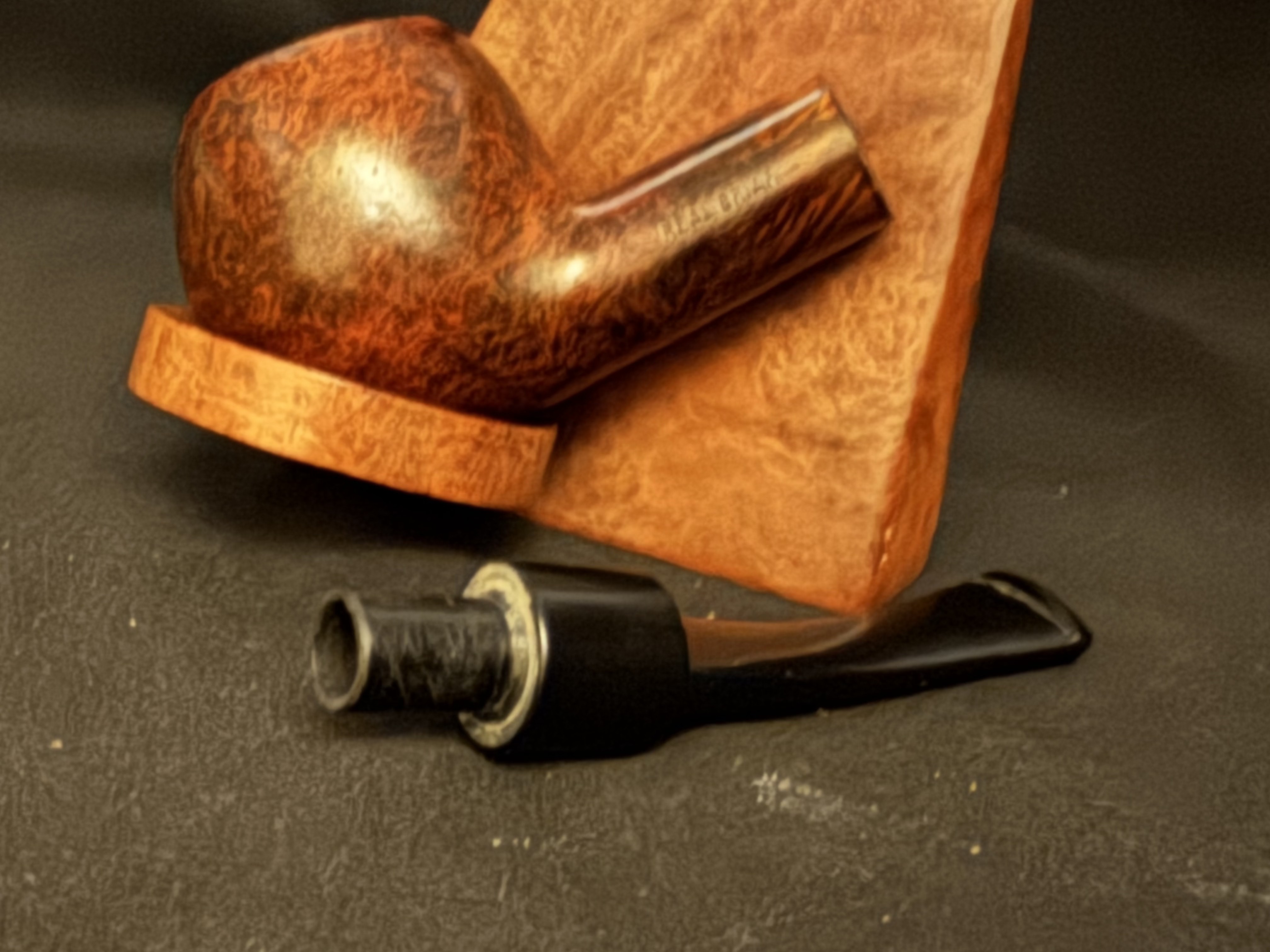 Real Briar Smooth Apple Briar Pipe 9mm Filter Vulcanite Saddle Stem Estate 8