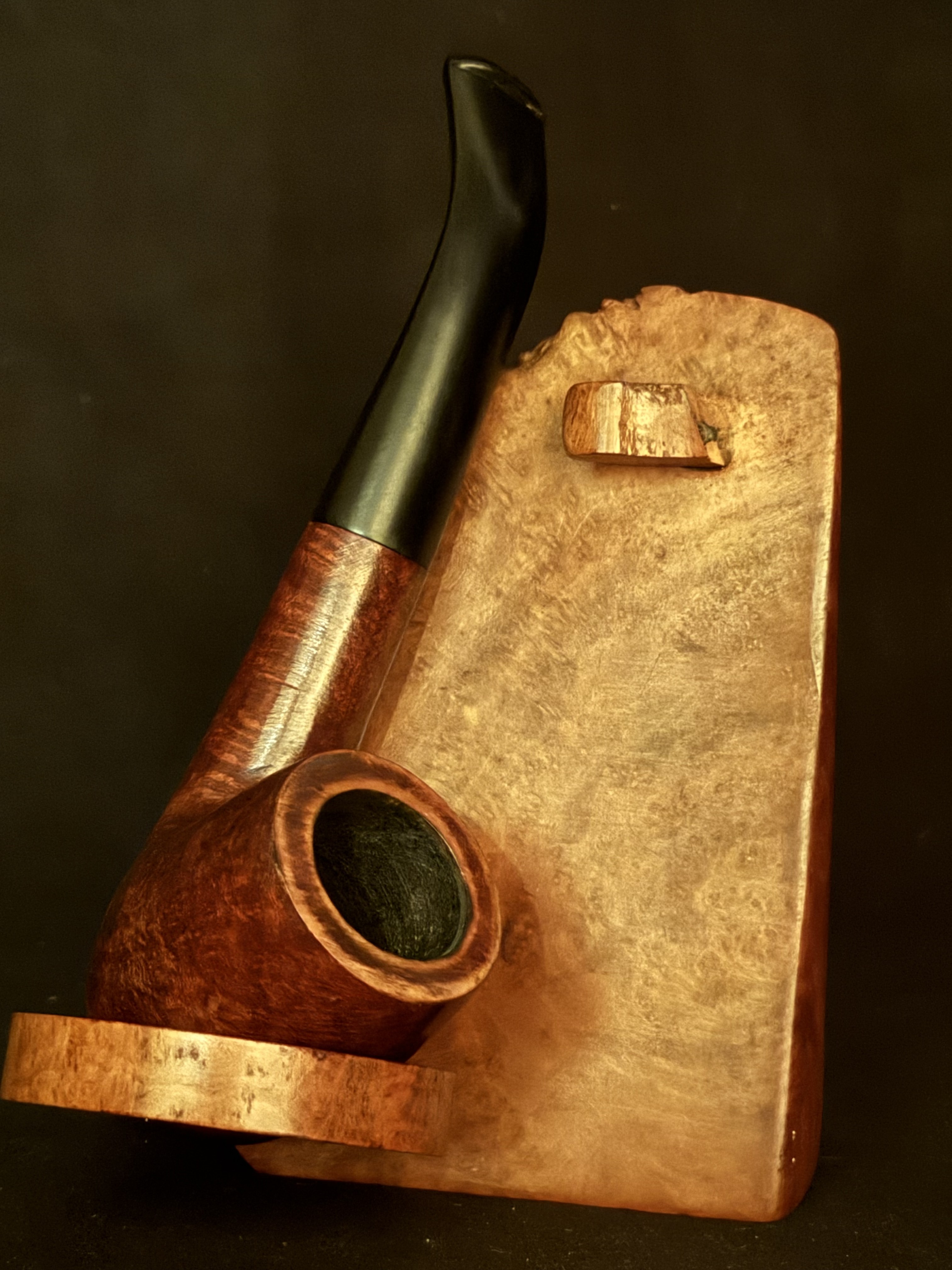 "Real Briar" Stamped Smooth Bent Billiard Estate Pipe, Vulcanite Tapered Stem, Fishtail Bit, No Filter 2