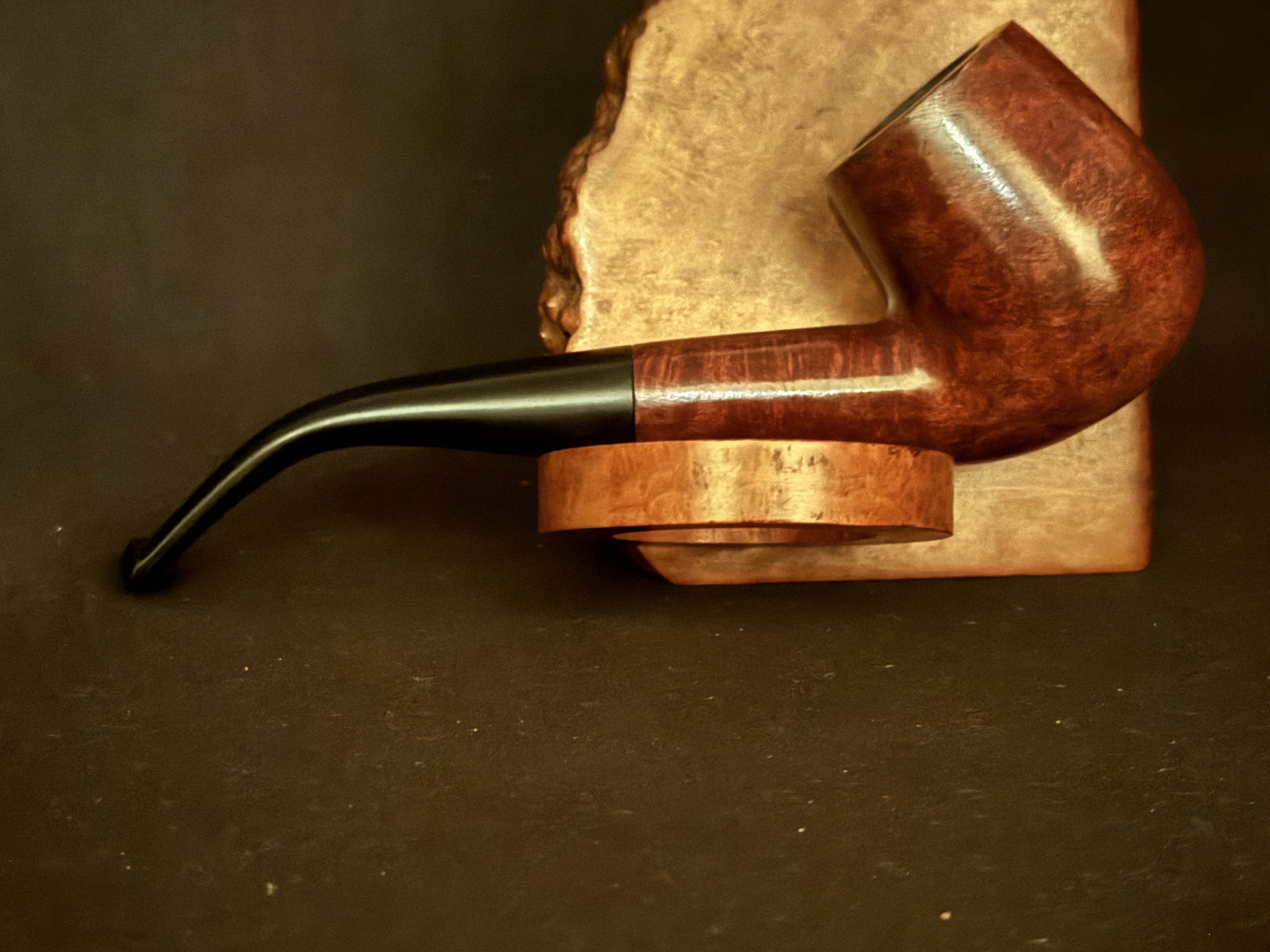"Real Briar" Stamped Smooth Bent Billiard Estate Pipe, Vulcanite Tapered Stem, Fishtail Bit, No Filter 4