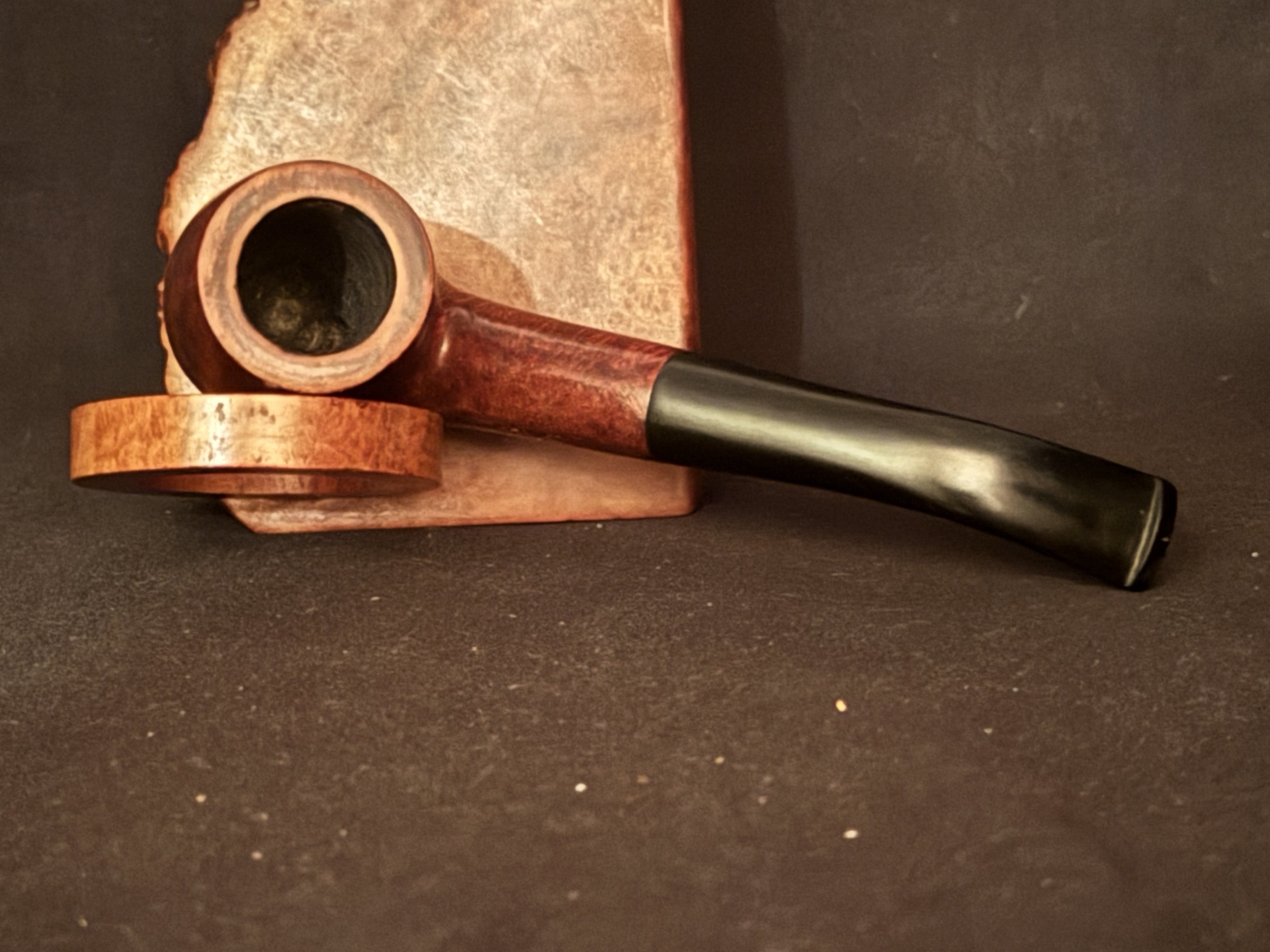 "Real Briar" Stamped Smooth Bent Billiard Estate Pipe, Vulcanite Tapered Stem, Fishtail Bit, No Filter 5