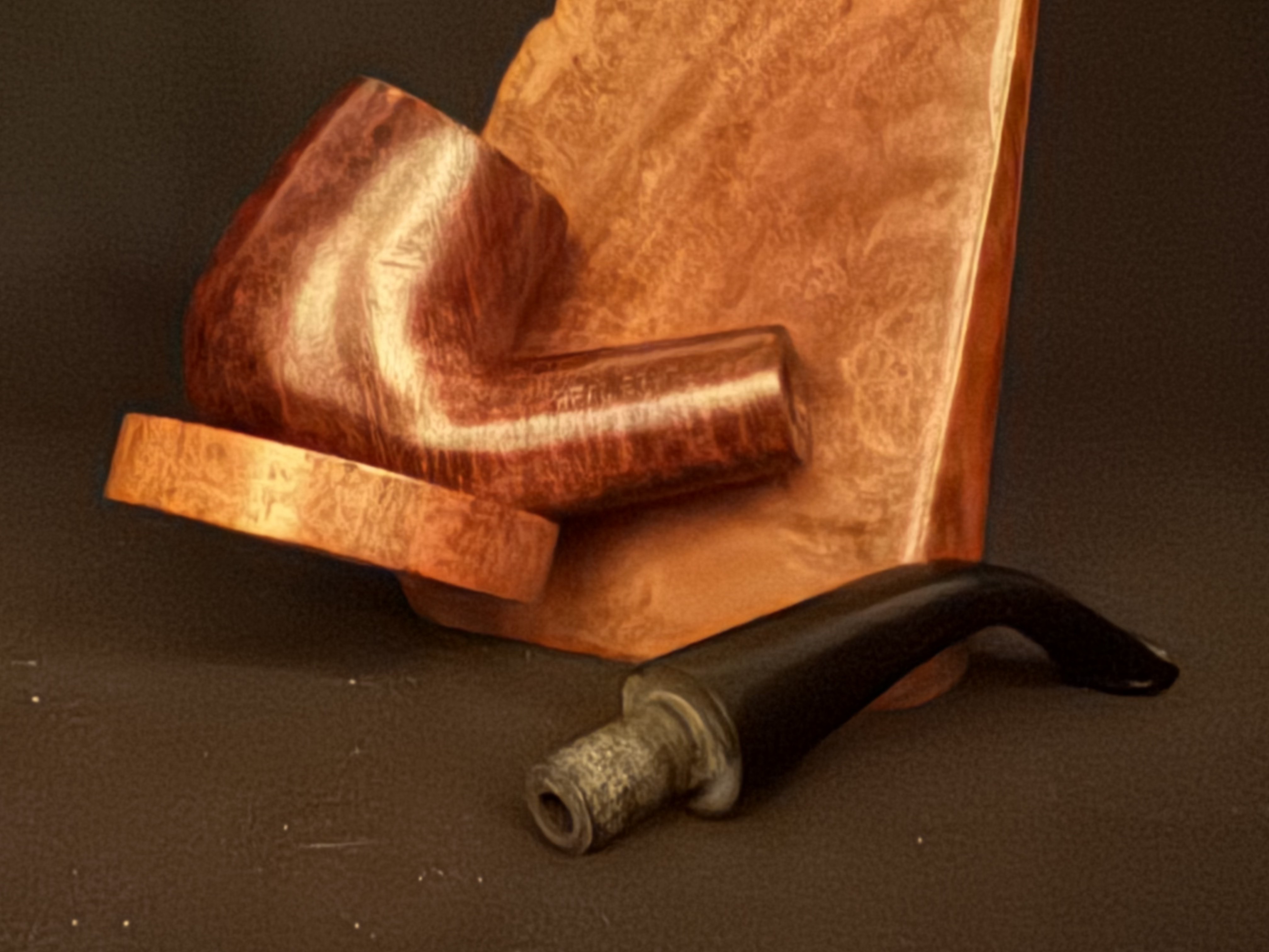"Real Briar" Stamped Smooth Bent Billiard Estate Pipe, Vulcanite Tapered Stem, Fishtail Bit, No Filter 7