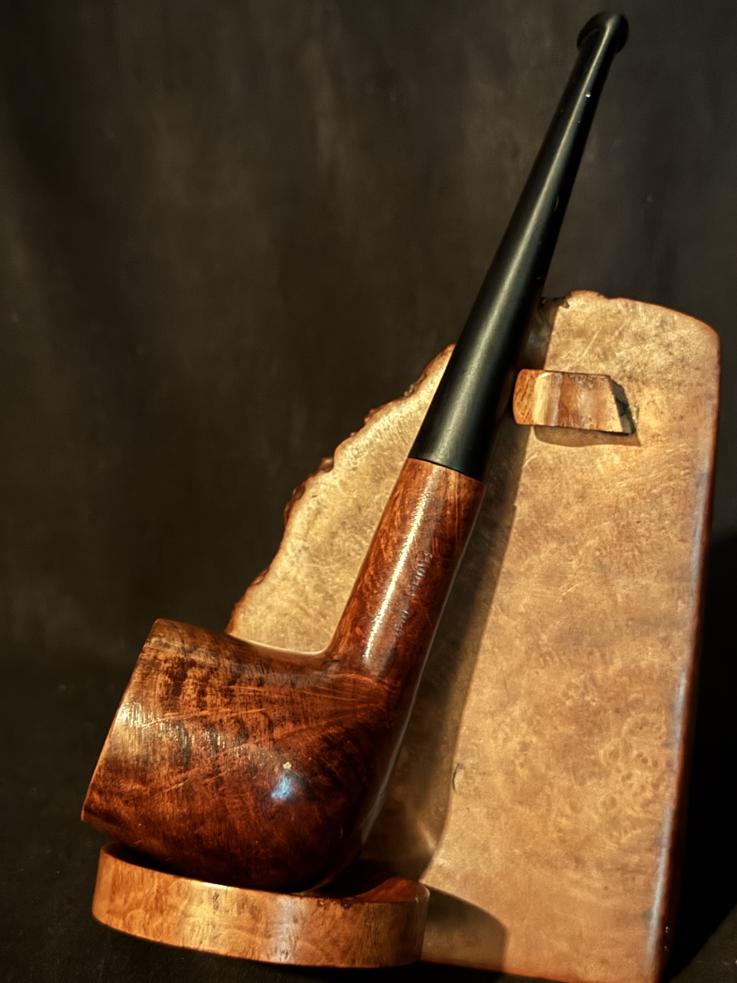 Real Briar Smooth Straight Pot Pipe - Vulcanite Tapered Fishtail Stem - Estate Pipe