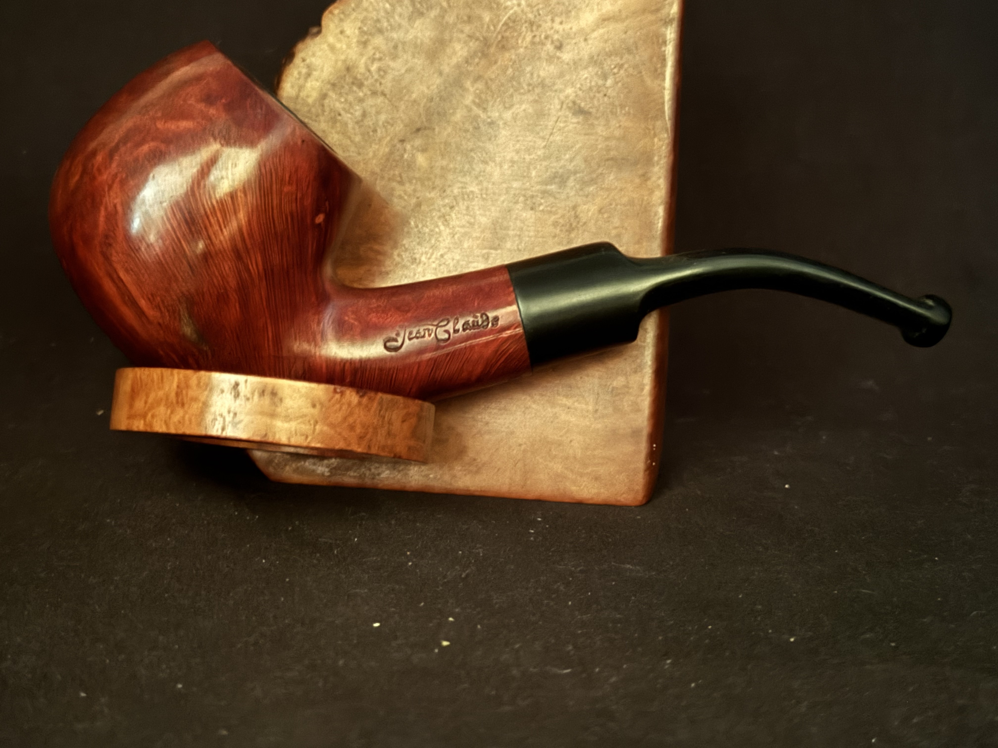 Jean Claude 293 Smooth Bent Apple Estate Pipe - Vulcanite Saddle Stem, 9mm Filter, Fishtail Bit 6