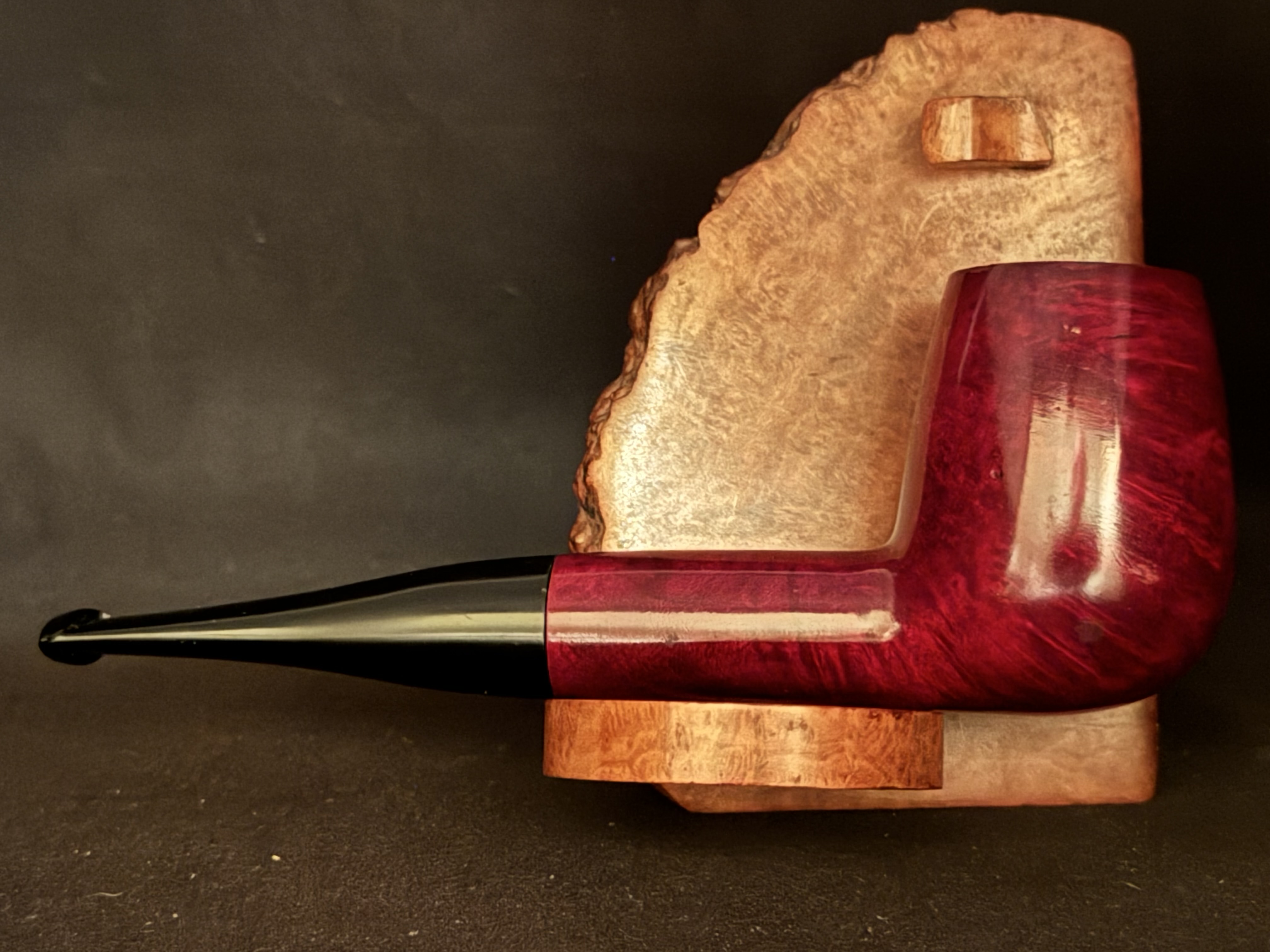 HSE BRUYERE Straight Billiard Red Smooth Briar Estate Pipe, Vulcanite Fishtail Stem, 9mm Filter 5
