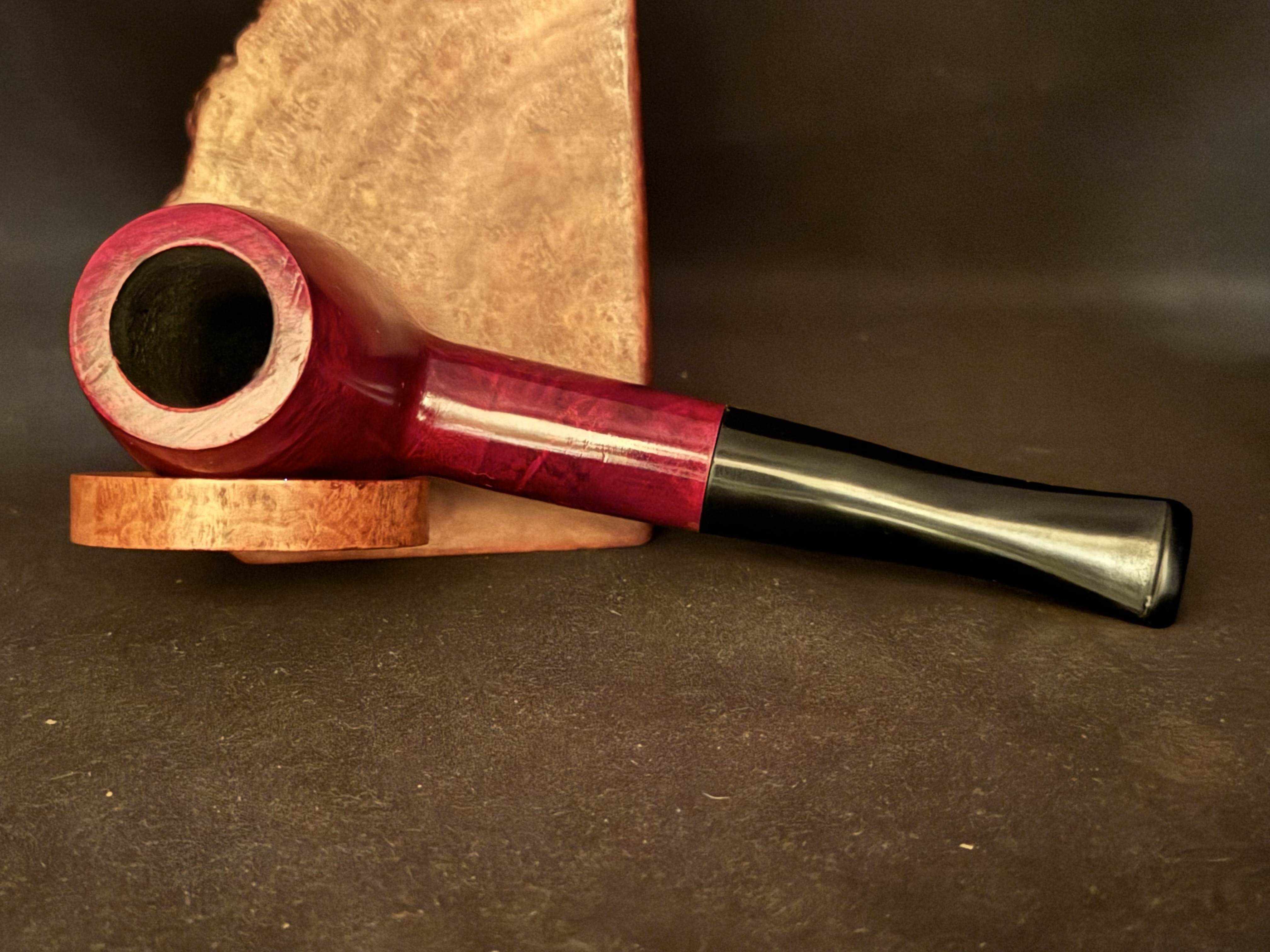 HSE BRUYERE Straight Billiard Red Smooth Briar Estate Pipe, Vulcanite Fishtail Stem, 9mm Filter 6