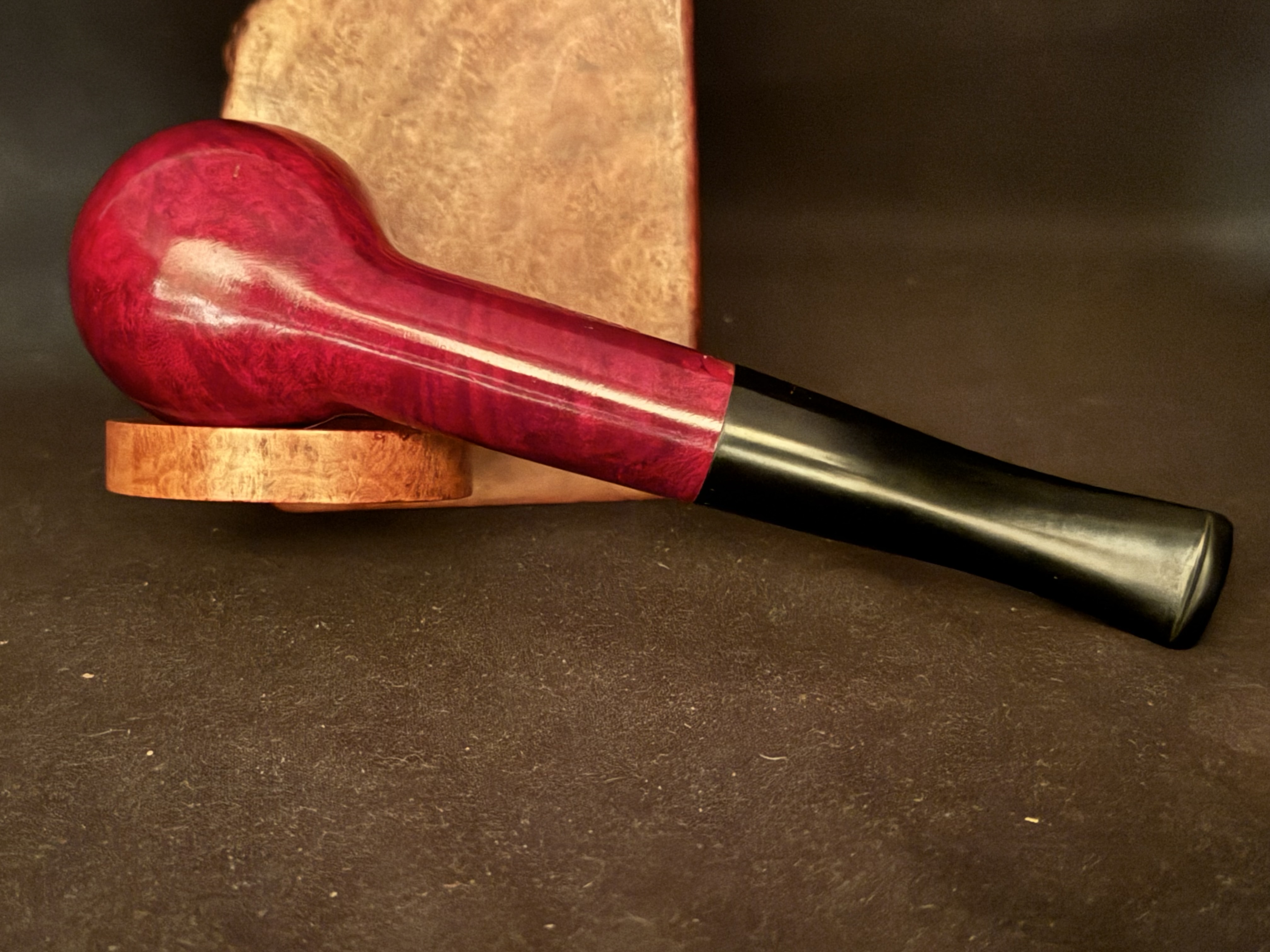 HSE BRUYERE Straight Billiard Red Smooth Briar Estate Pipe, Vulcanite Fishtail Stem, 9mm Filter 7
